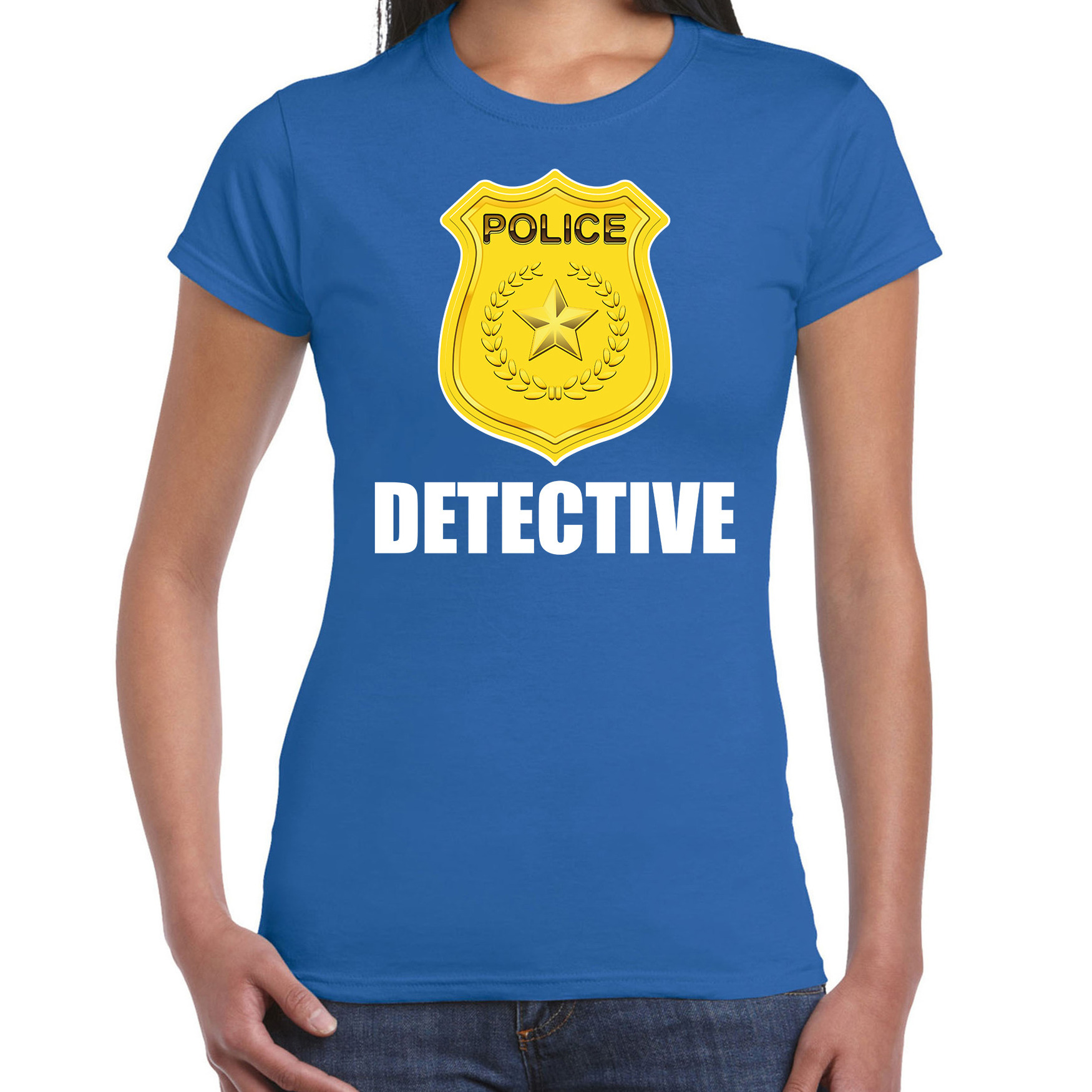 Politie-police embleem detective t-shirt blauw voor dames