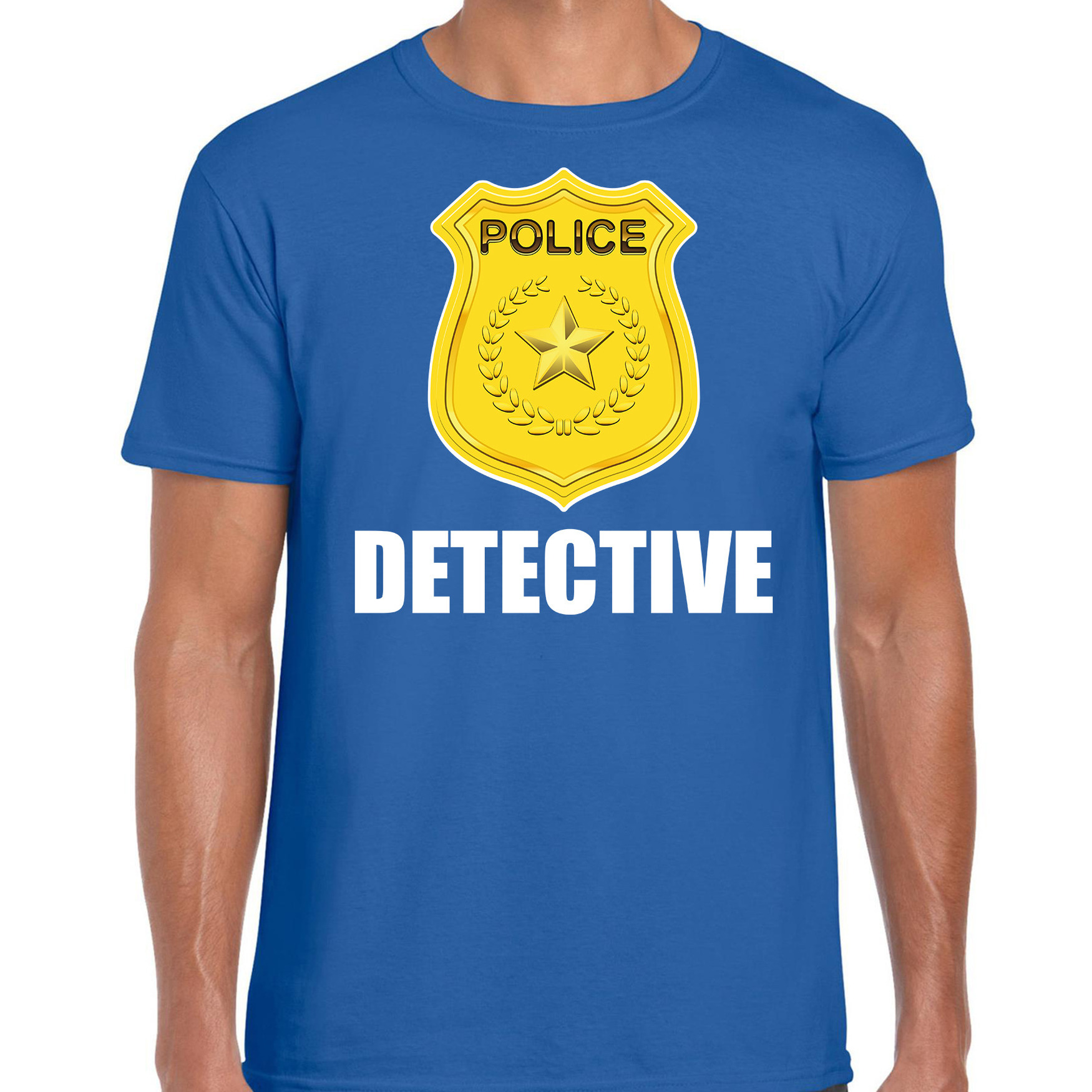 Politie-police embleem detective t-shirt blauw voor heren