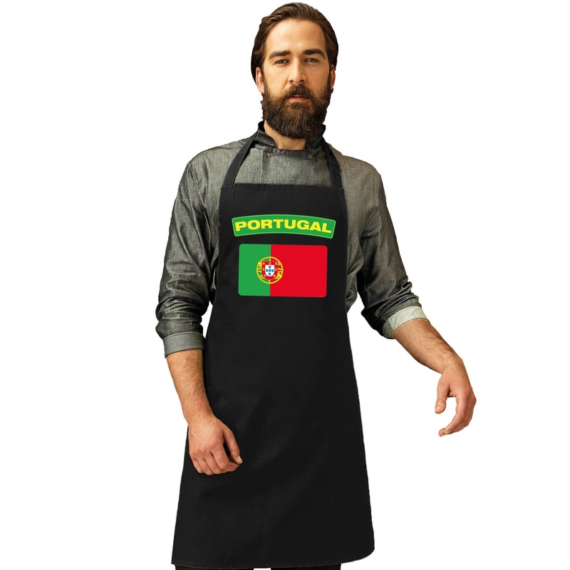 Portugese vlag keukenschort- barbecueschort zwart heren en dames