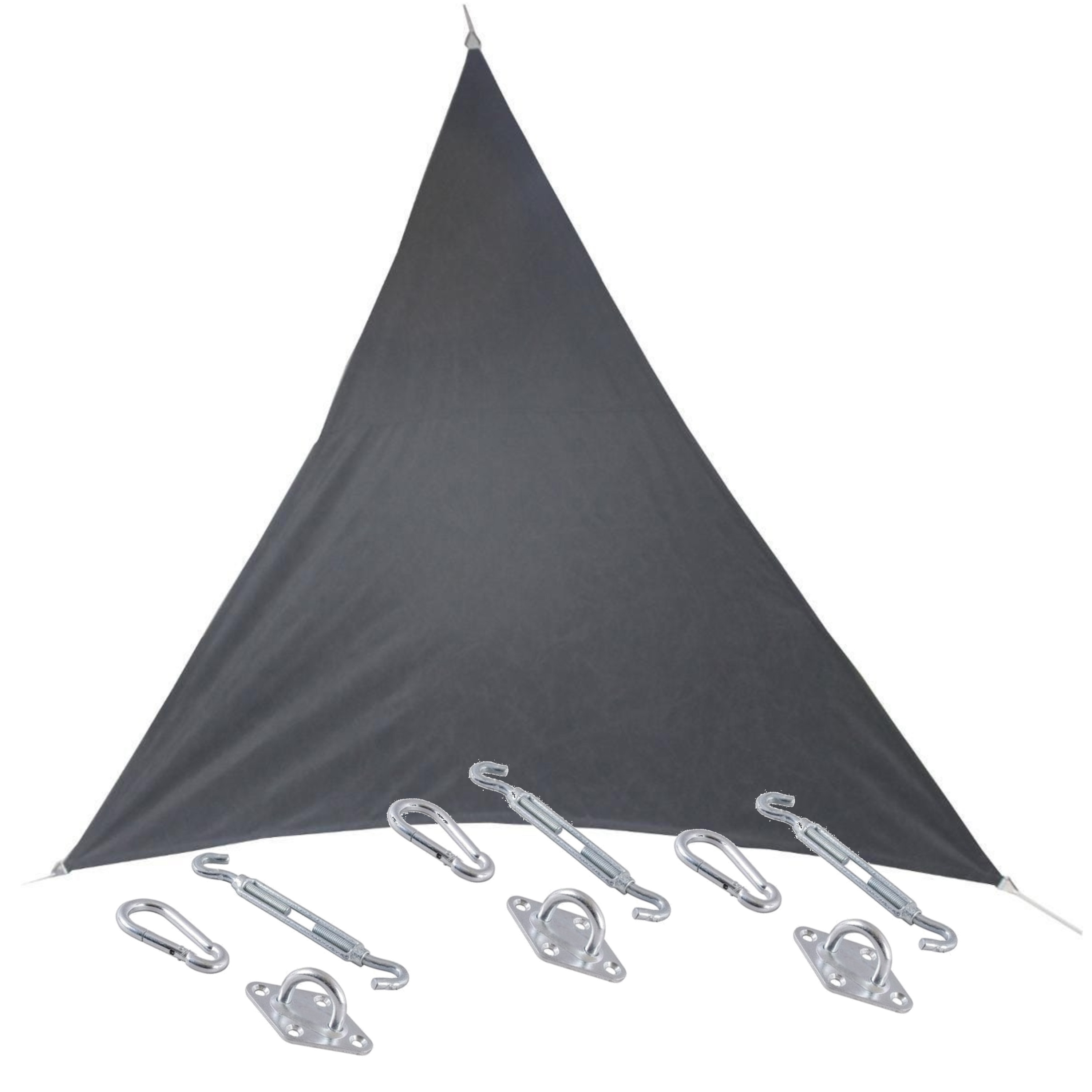 Premium kwaliteit schaduwdoek-zonnescherm Shae driehoek grijs 3 x 3 x 3 meter met ophanghaken