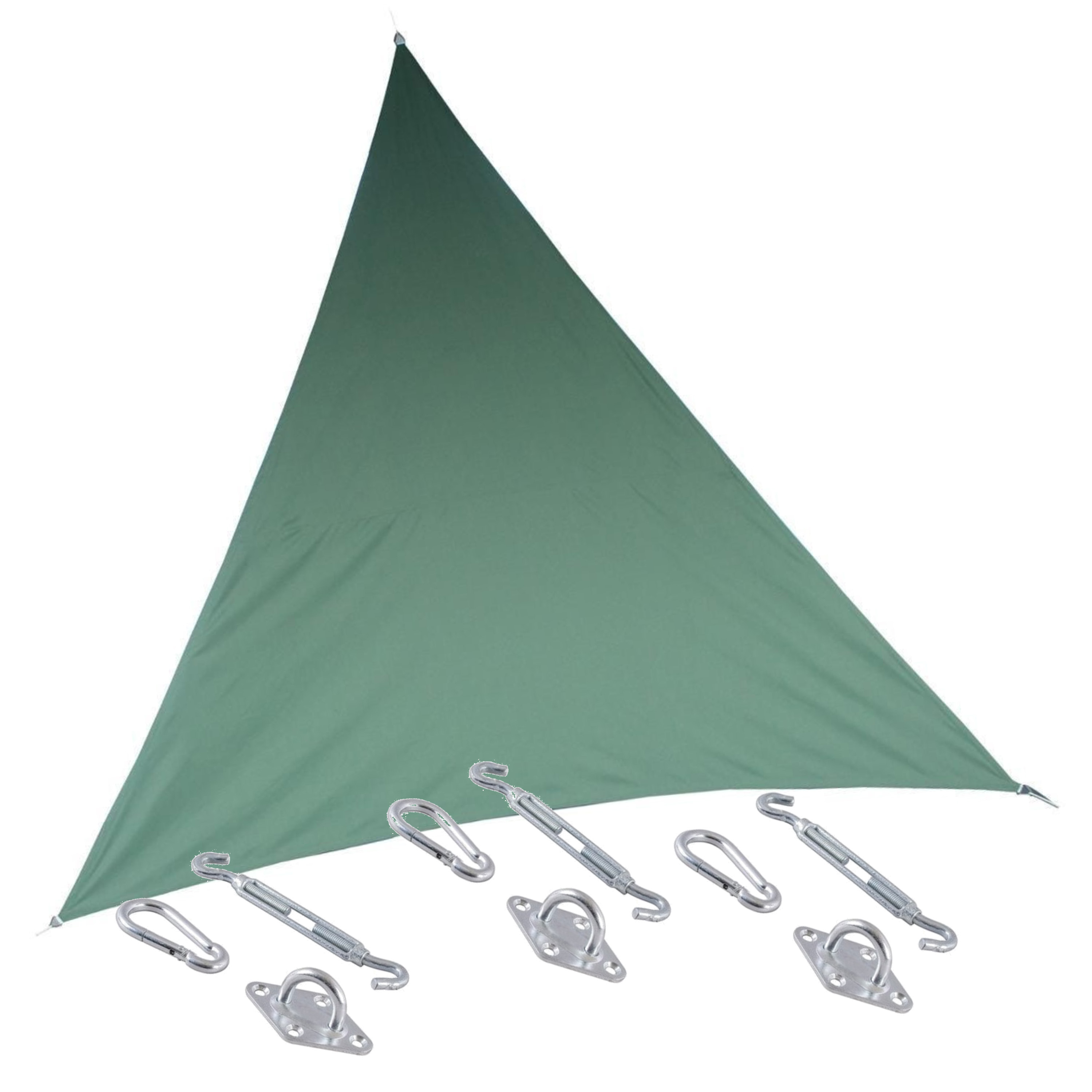 Premium kwaliteit schaduwdoek-zonnescherm Shae driehoek groen 4 x 4 x 4 meter met ophanghaken