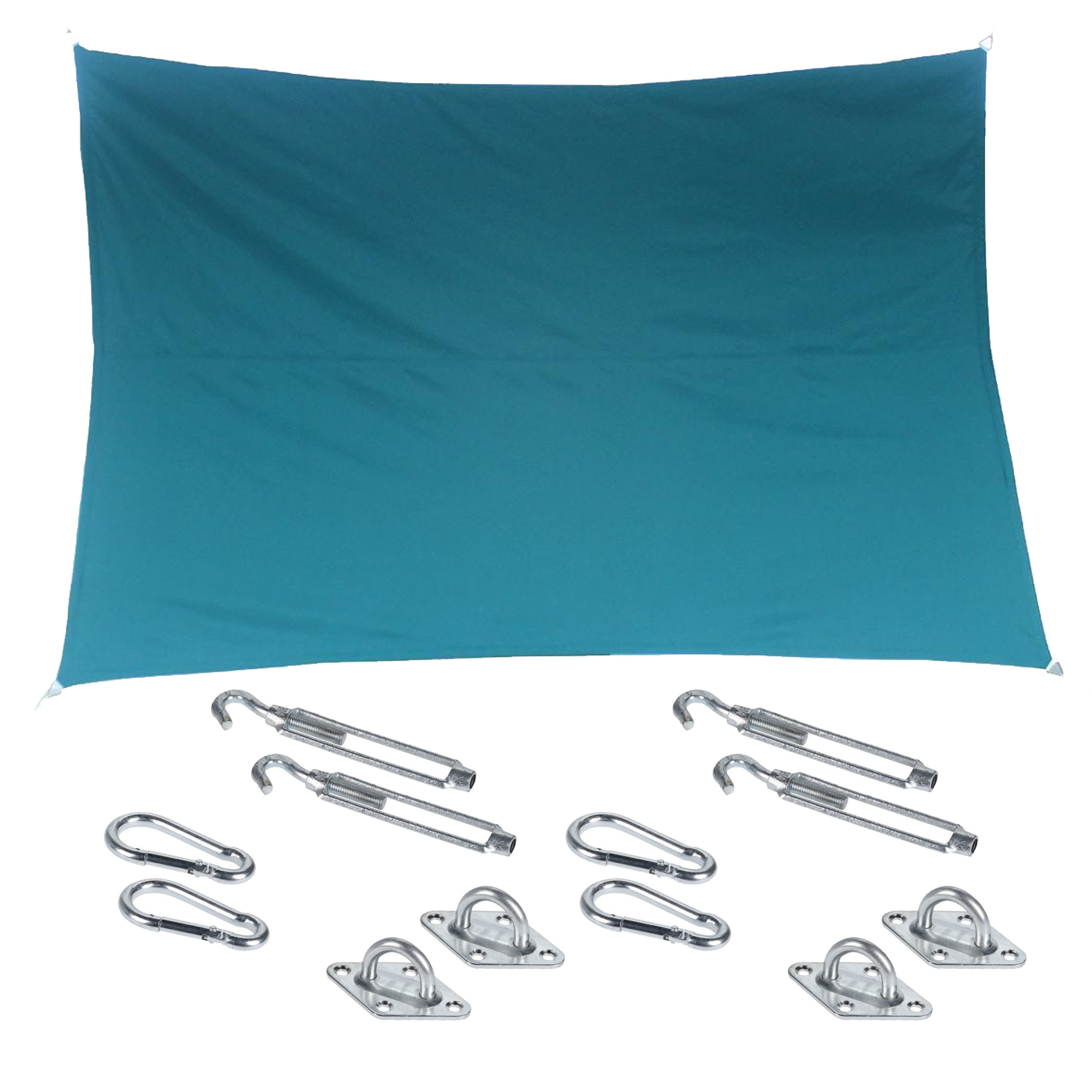 Premium kwaliteit schaduwdoek-zonnescherm Shae rechthoekig blauw 2 x 3 meter met ophanghaken