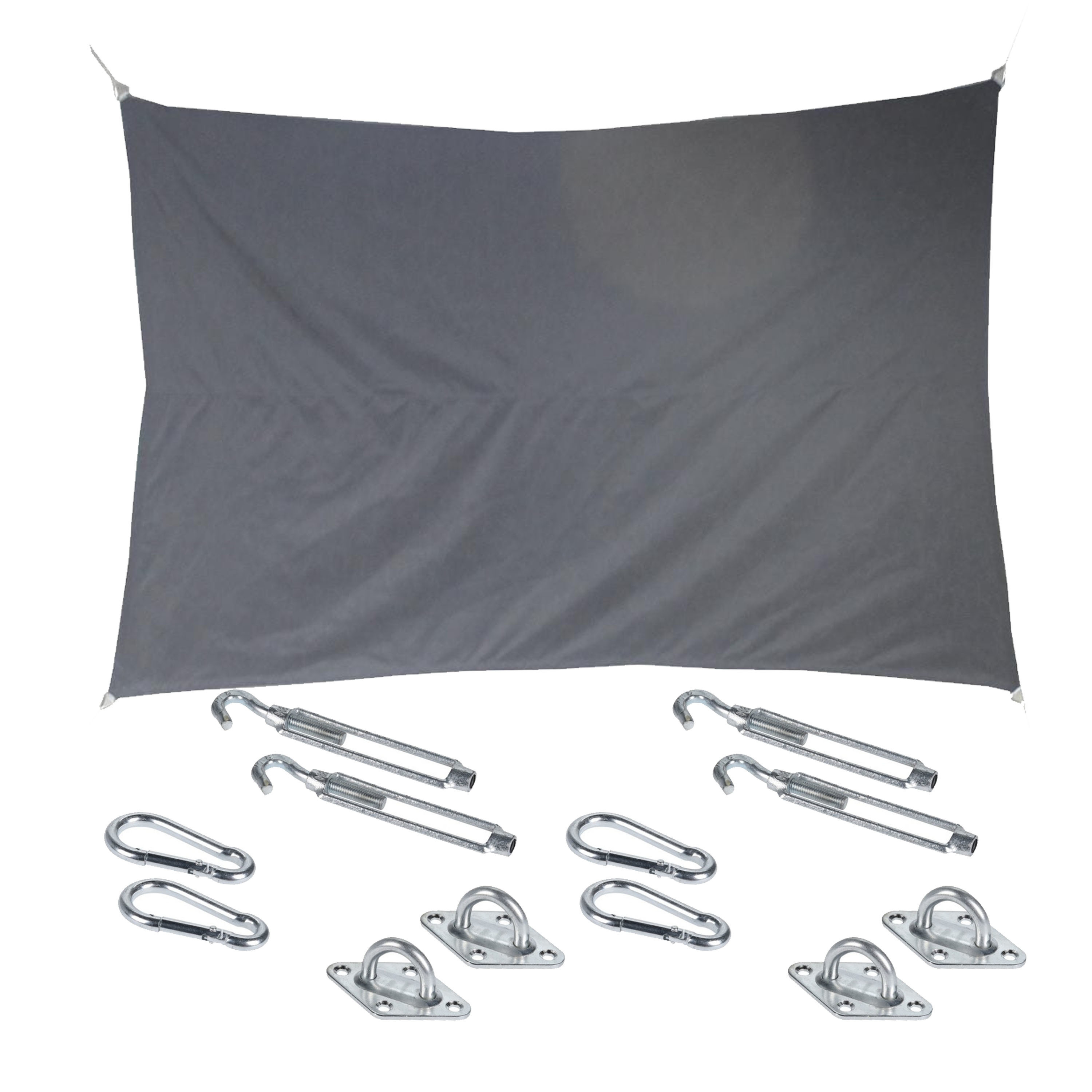 Premium kwaliteit schaduwdoek-zonnescherm Shae rechthoekig grijs 2 x 3 meter met ophanghaken