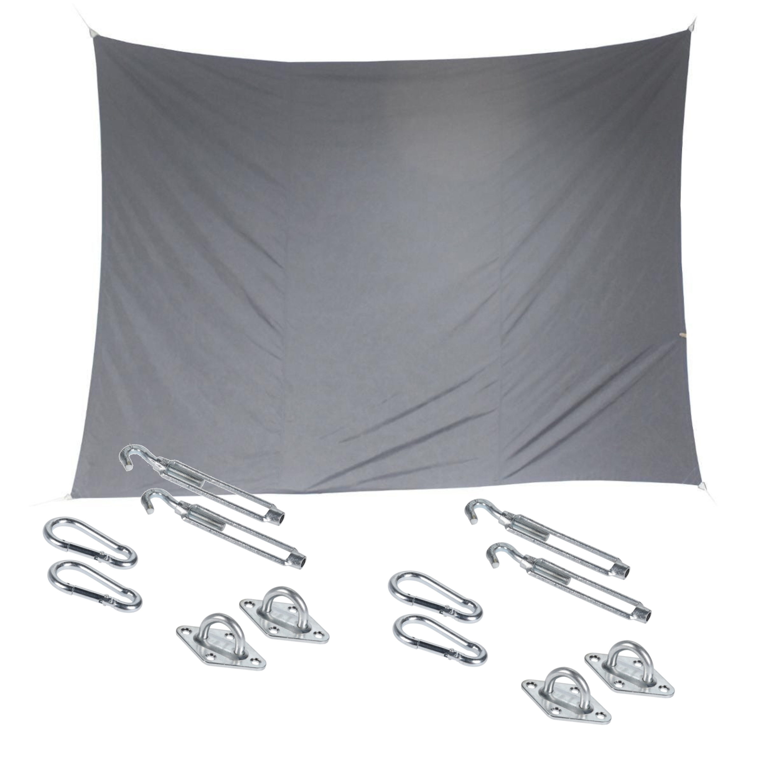 Premium kwaliteit schaduwdoek-zonnescherm Shae rechthoekig grijs 3 x 4 meter met ophanghaken