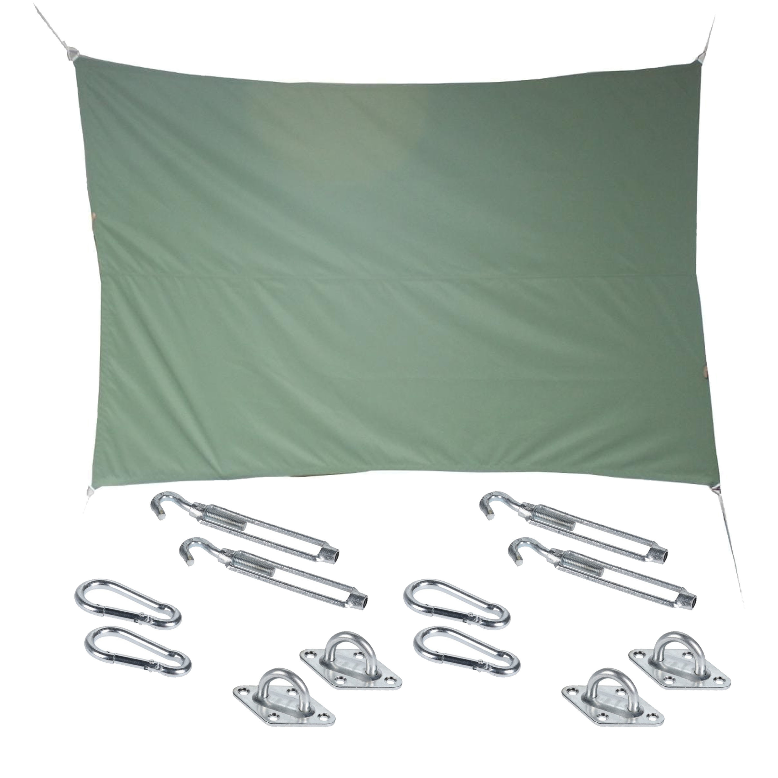 Premium kwaliteit schaduwdoek-zonnescherm Shae rechthoekig groen 2 x 3 meter met ophanghaken