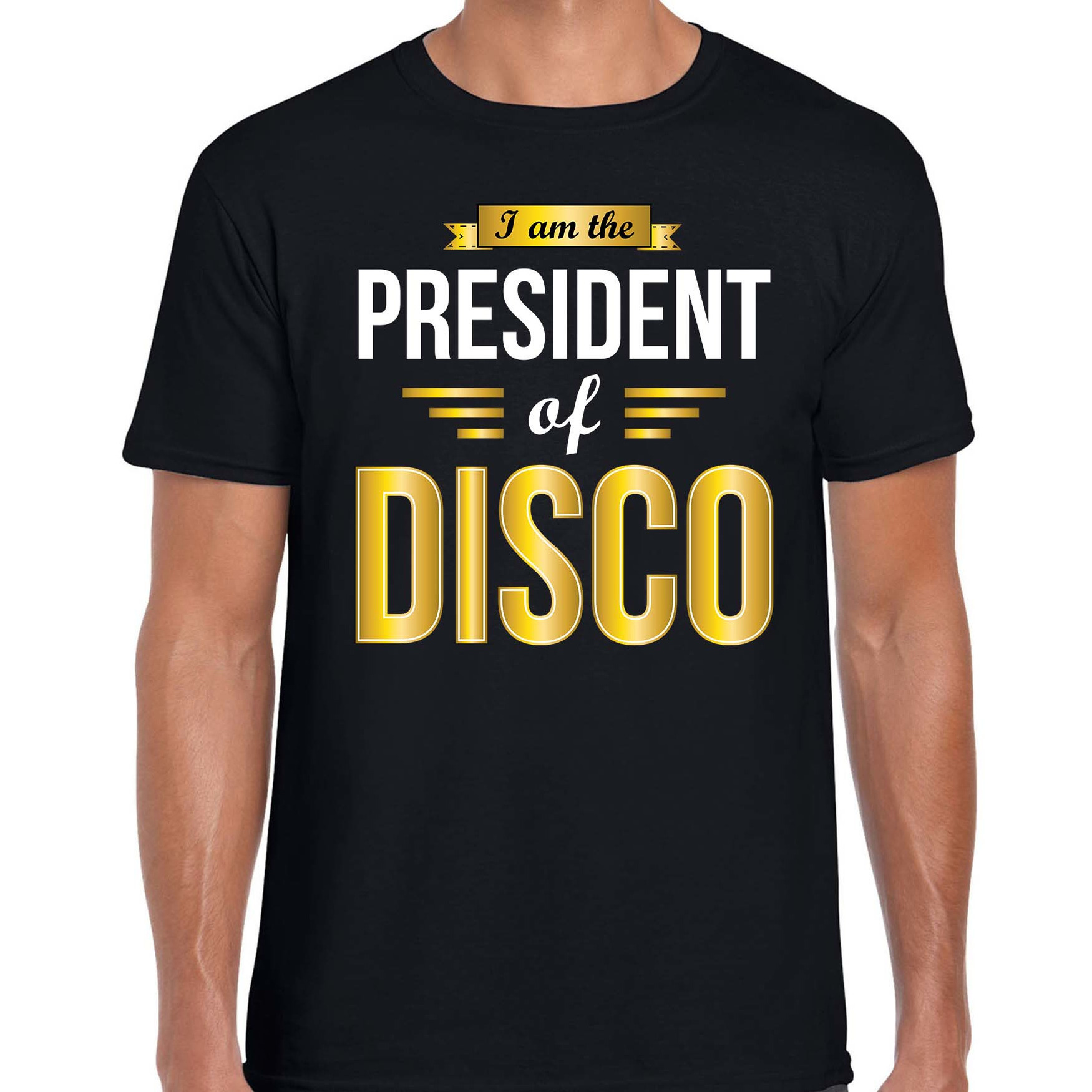 President of disco feest t-shirt zwart voor heren Disco verkleedshirts