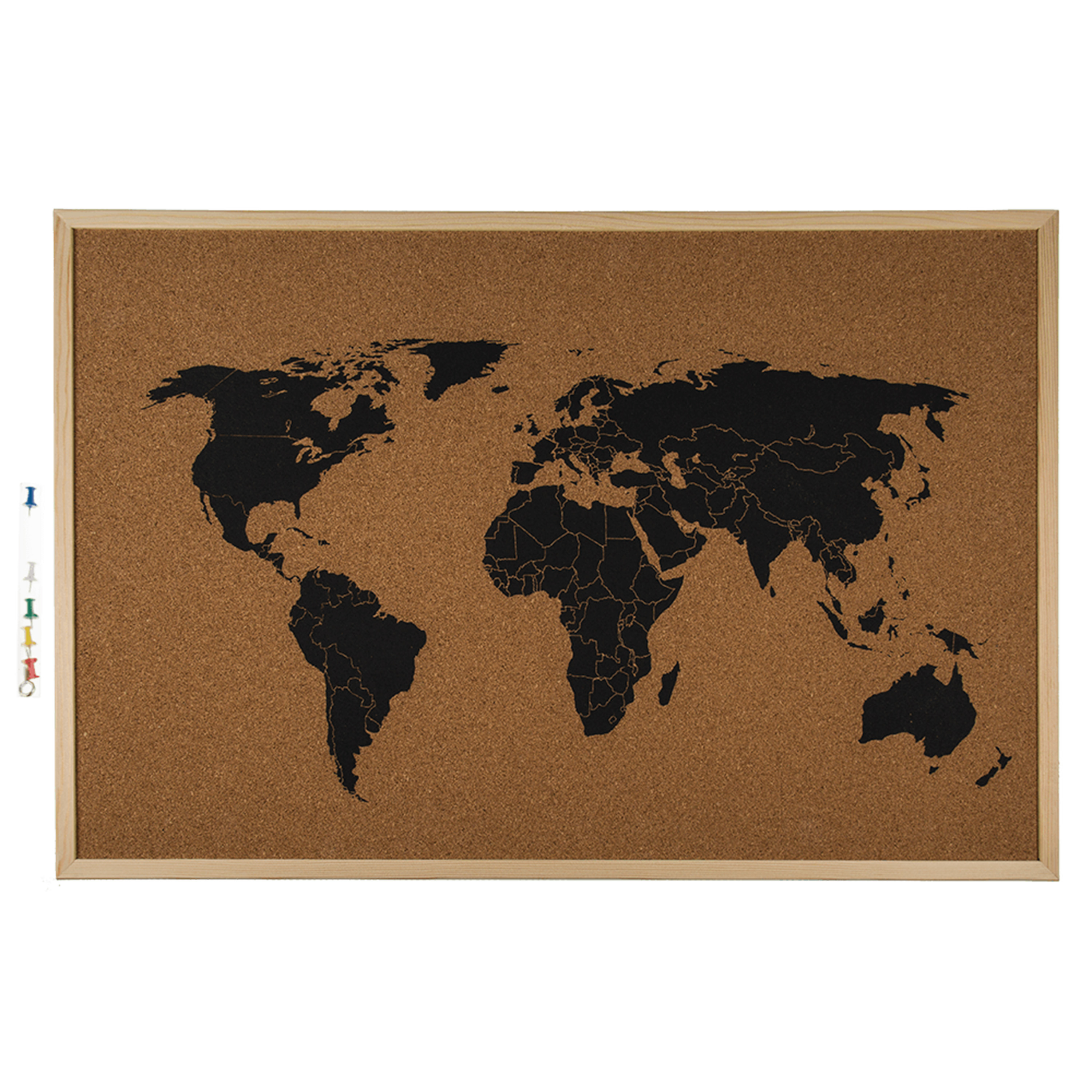 Prikborden met wereldkaart 60 cm