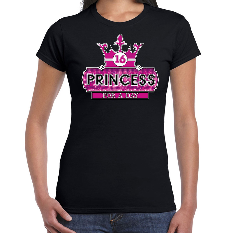 Princess sweet 16 shirt voor verjaardag zwart voor meiden-dames