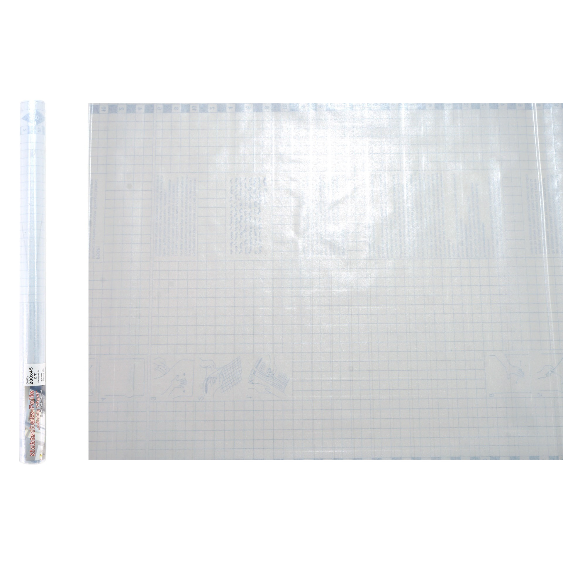 Privacy raamfolie 45 cm x 2 m melkglas vierkantjes design zelfklevend