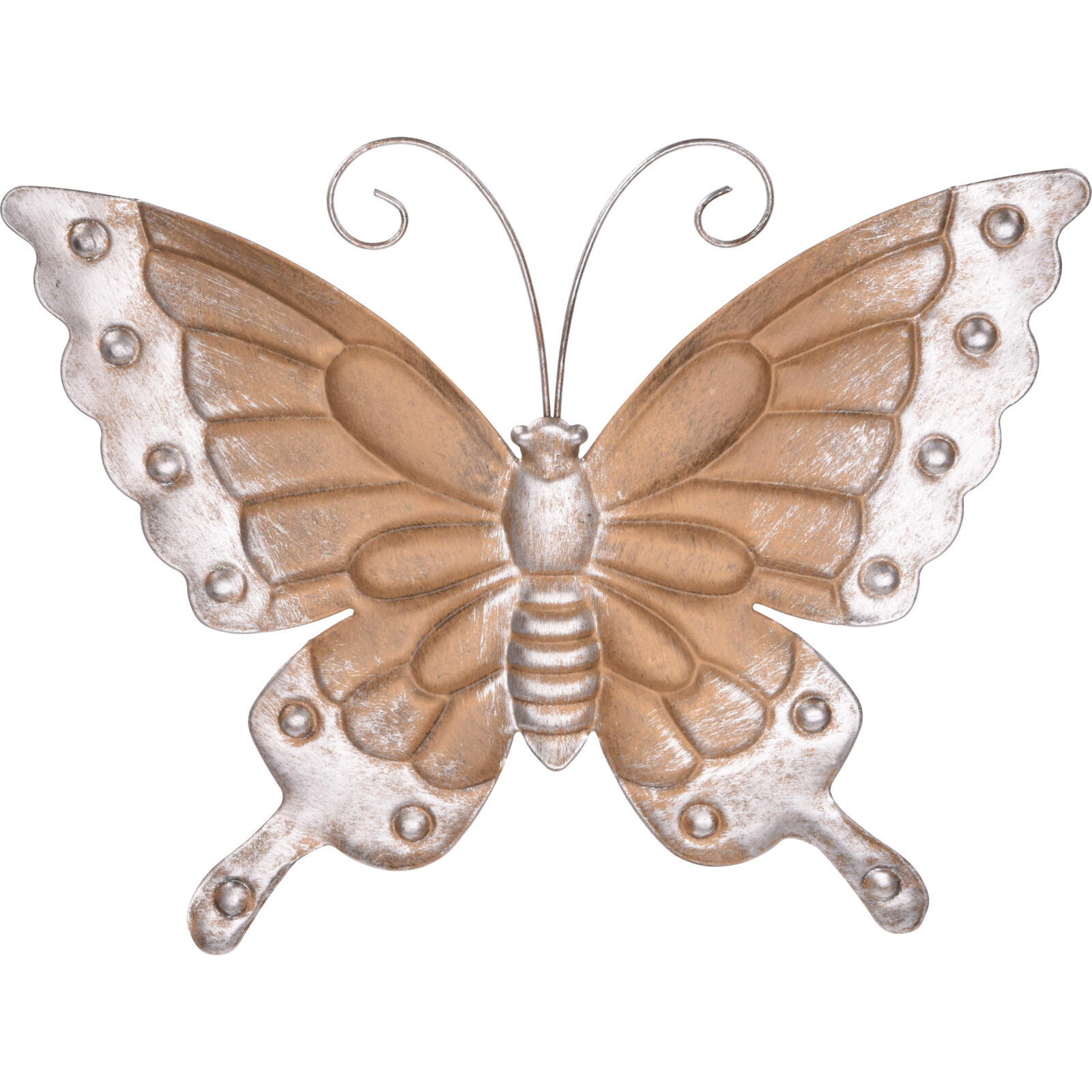 Pro Garden tuin-wand decoratie vlinder lichtbruin metaal 29 x 24 cm