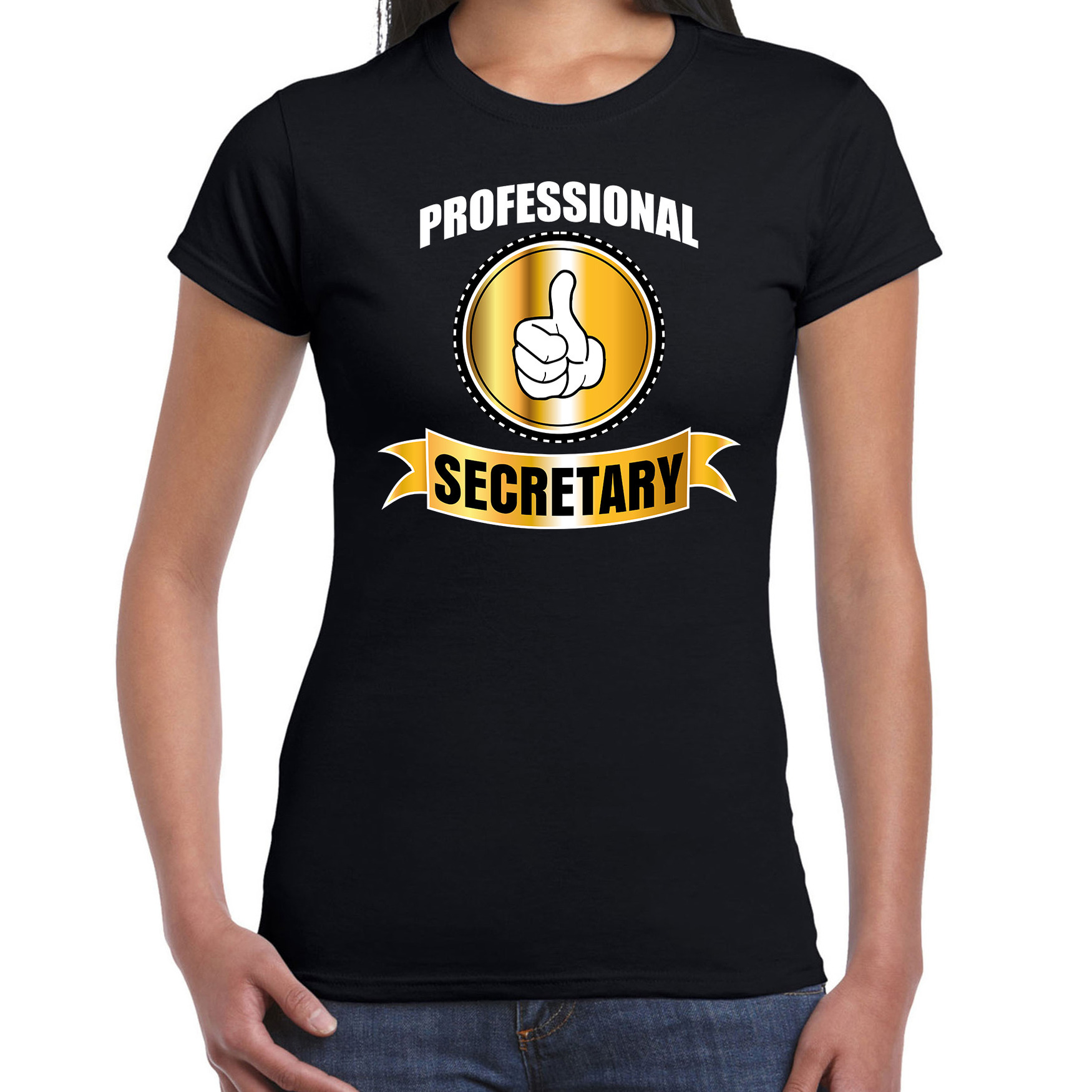 Professional secretary-professionele secretaresse t-shirt zwart dames Secretaresse cadeau shirt