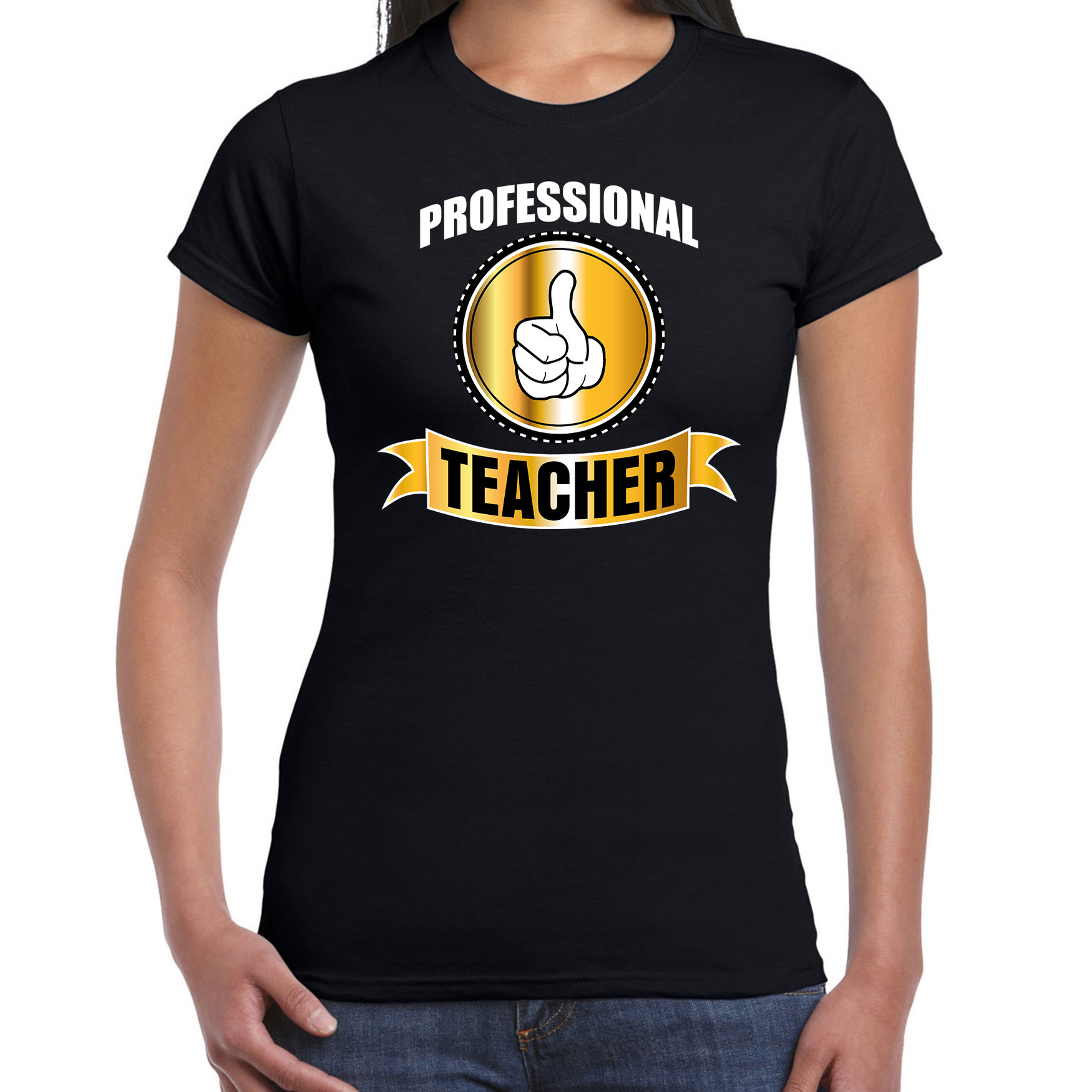 Professional teacher-professionele lerares t-shirt zwart dames lerares cadeau shirt