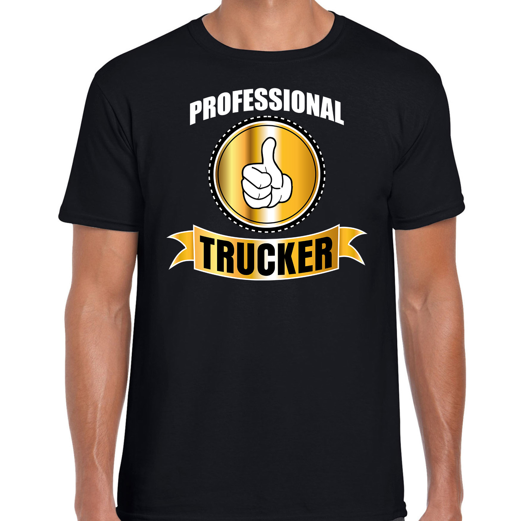 Professional trucker-professionele vrachtwagenchauffeur t-shirt zwart heren Vrachtwagenchauffeur