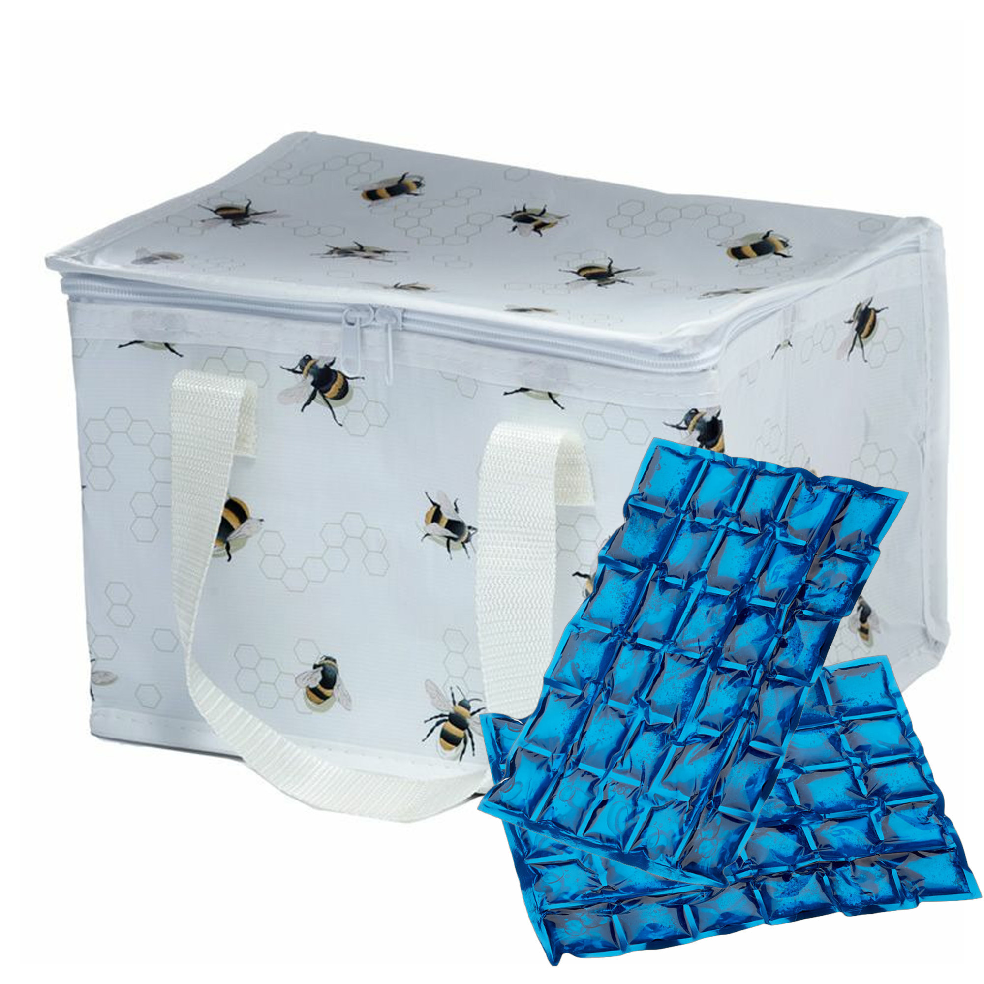 Puckator Kleine lunch koeltas met 2x flexibel koelelement Bijen print 12 liter