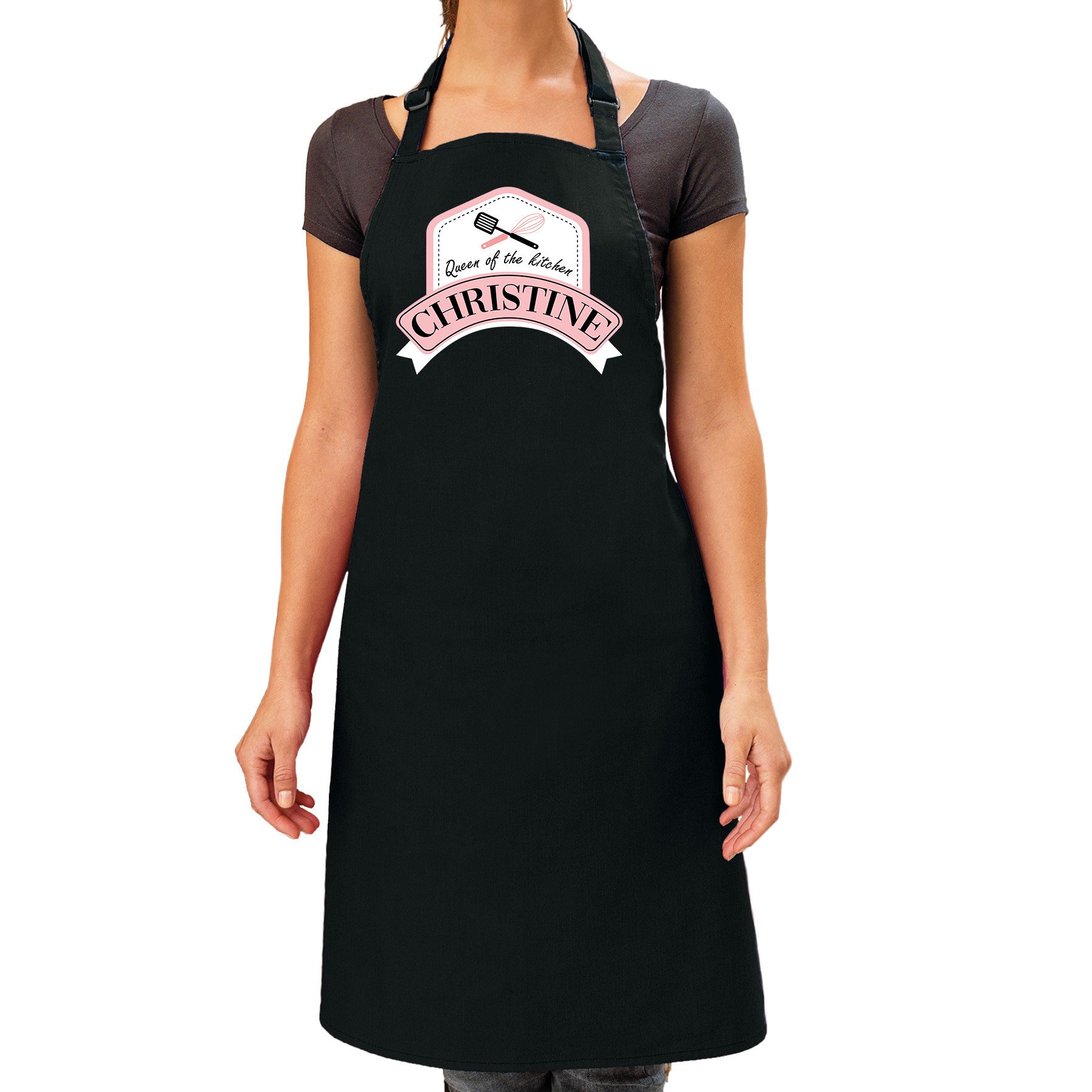 Queen of the kitchen Christine keukenschort- barbecue schort zwart voor dames