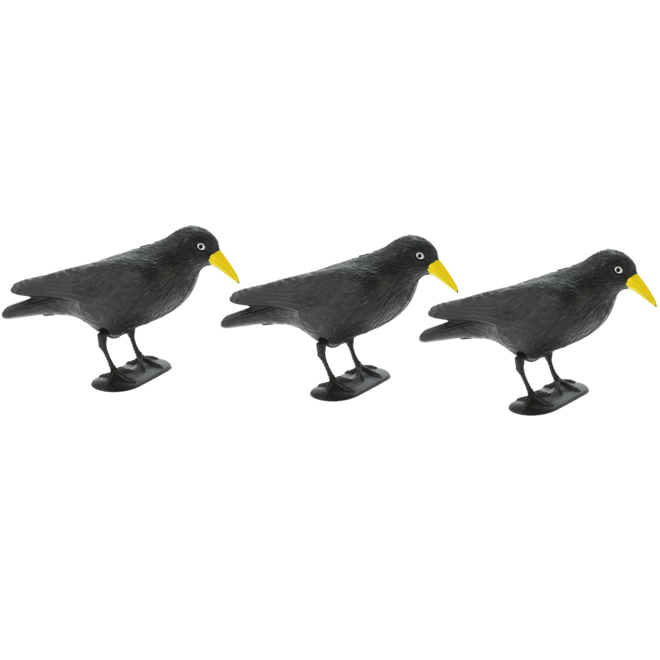 Raaf-kraai 3x zwart vogelverschrikker-vogelverjager 35 cm