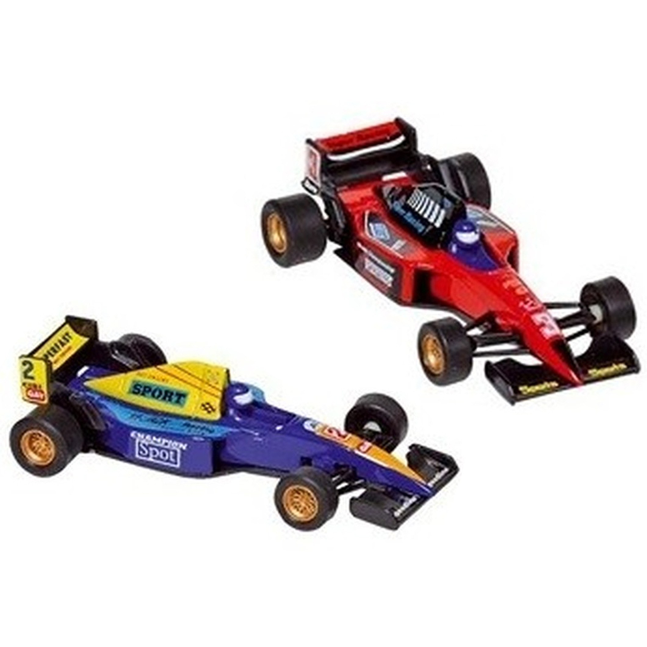 Raceauto speelgoed set van 2x stuks Formule 1 wagens 10 cm