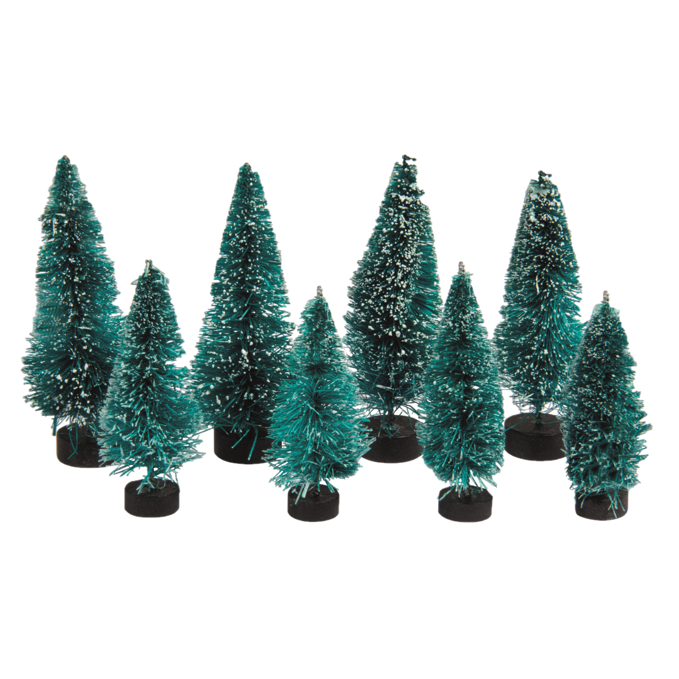 Rayher hobby kerstdorp miniatuur boompjes 16x stuks 5 en 7 cm