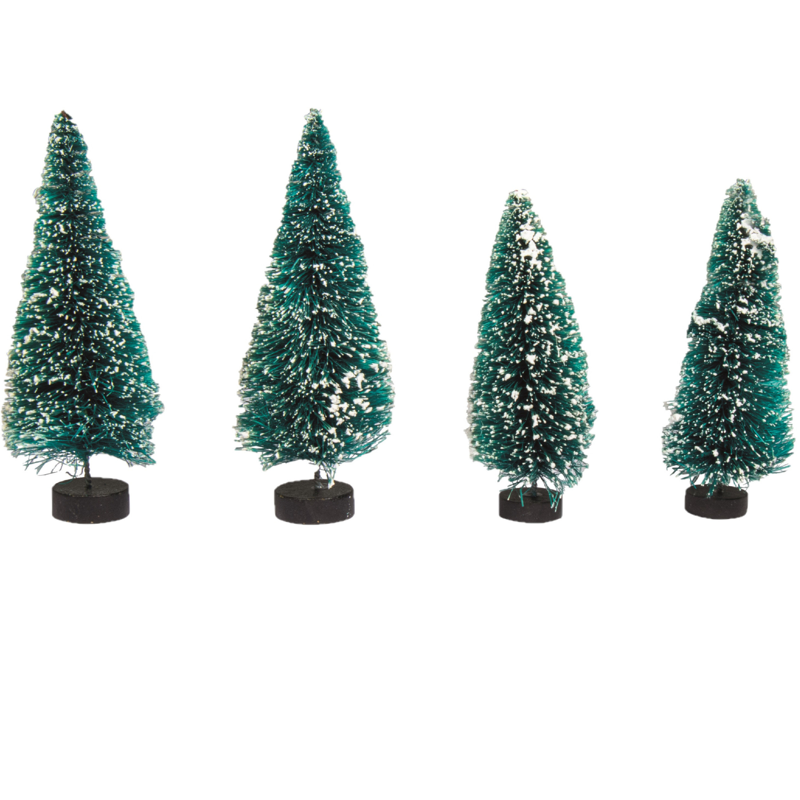 Rayher hobby kerstdorp miniatuur boompjes 4x stuks 9 en 12 cm