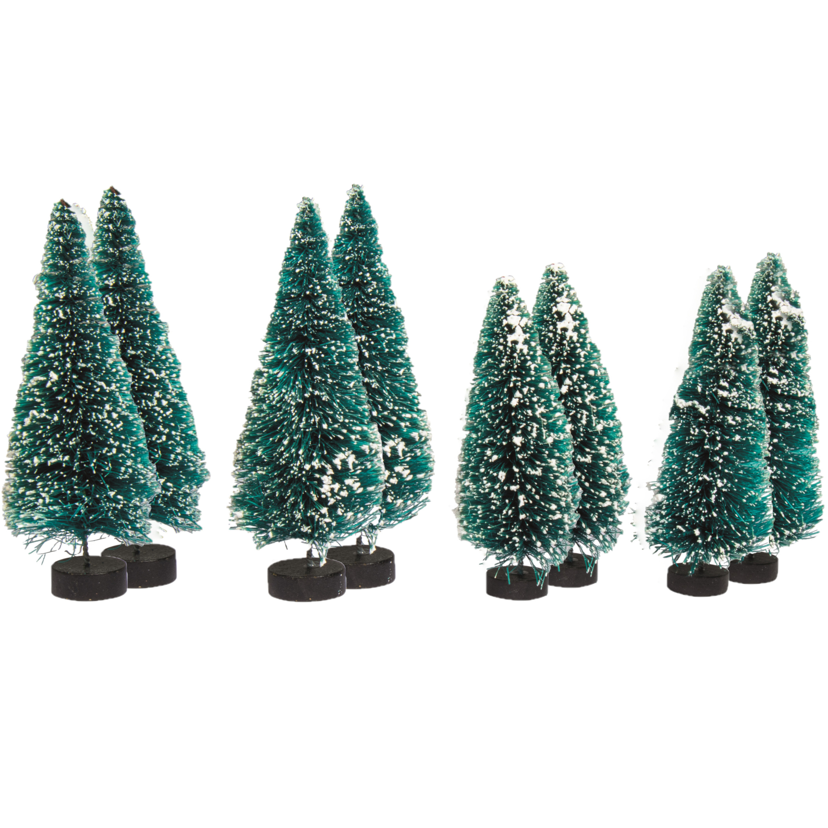Rayher hobby kerstdorp miniatuur boompjes 8x stuks 9 en 12 cm