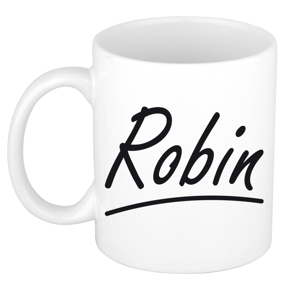 Robin voornaam kado beker-mok sierlijke letters gepersonaliseerde mok met naam