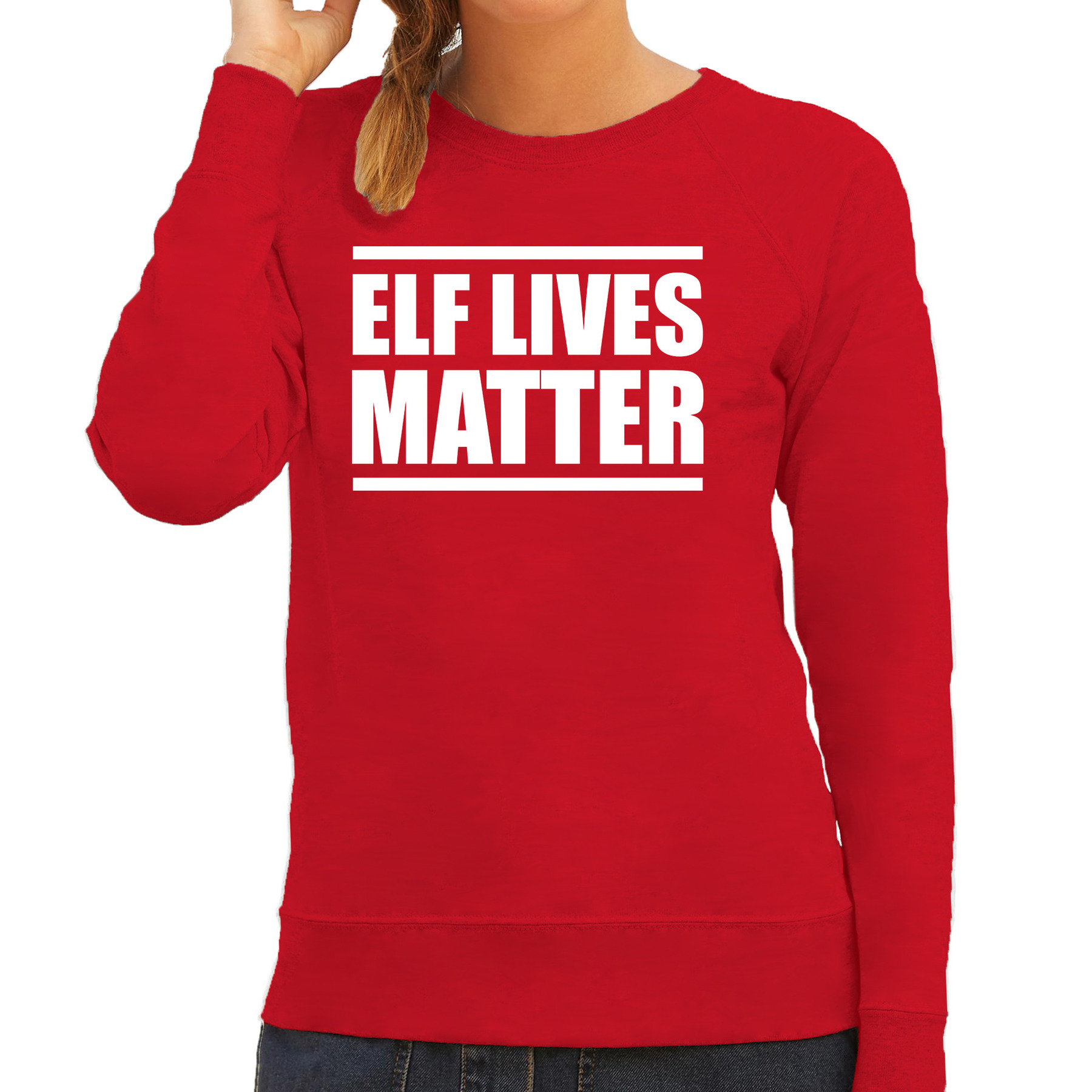 Rode foute Kersttrui- Kerstkleding Elf lives matter voor dames