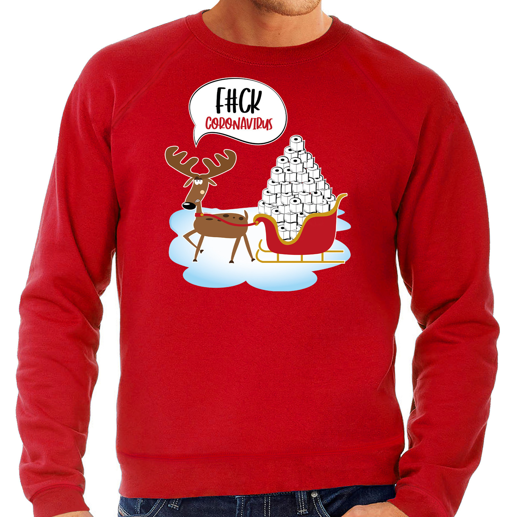 Rode Kerstsweater-Kerstkleding F#ck coronavirus voor heren