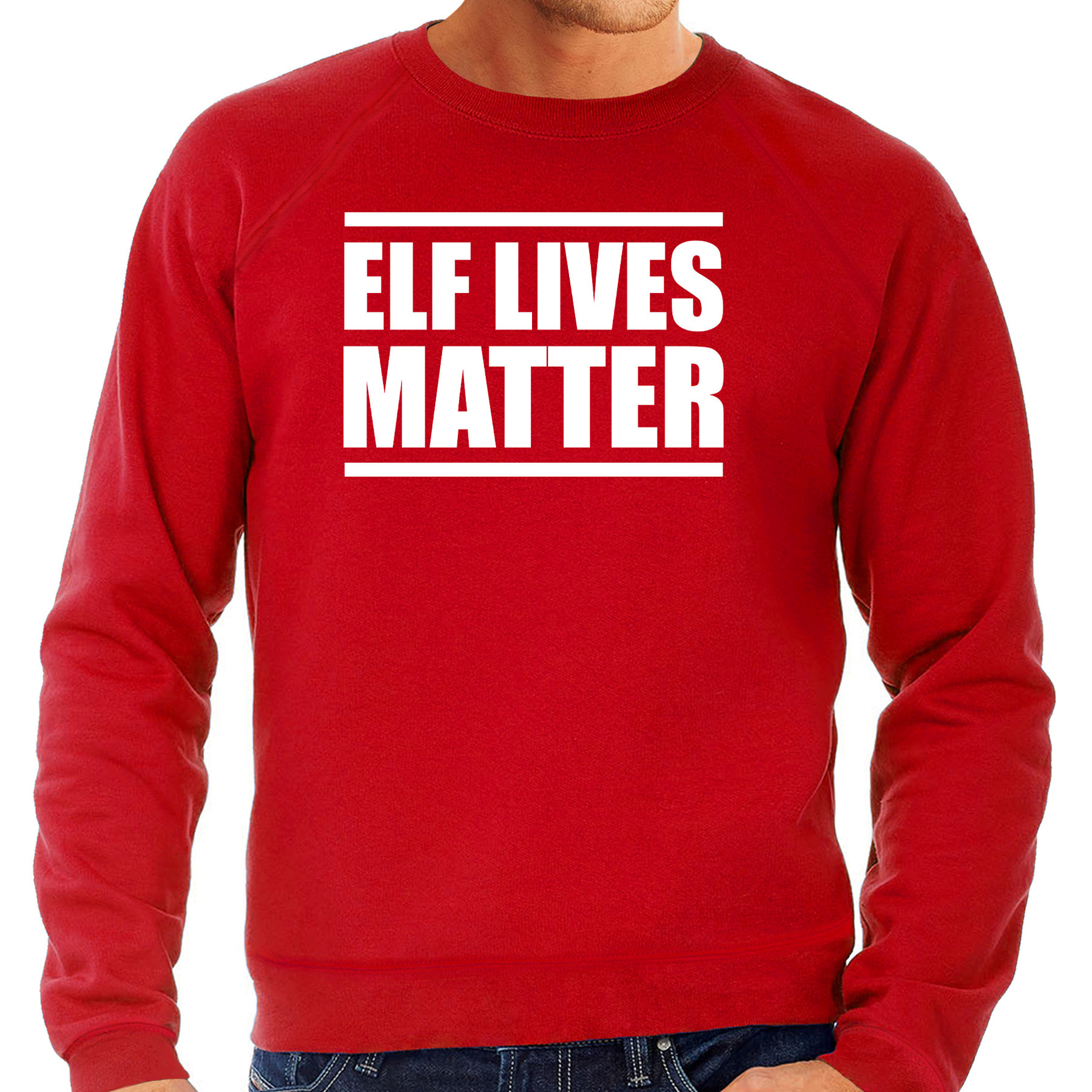 Rode Kersttrui- Kerstkleding Elf lives matter voor heren