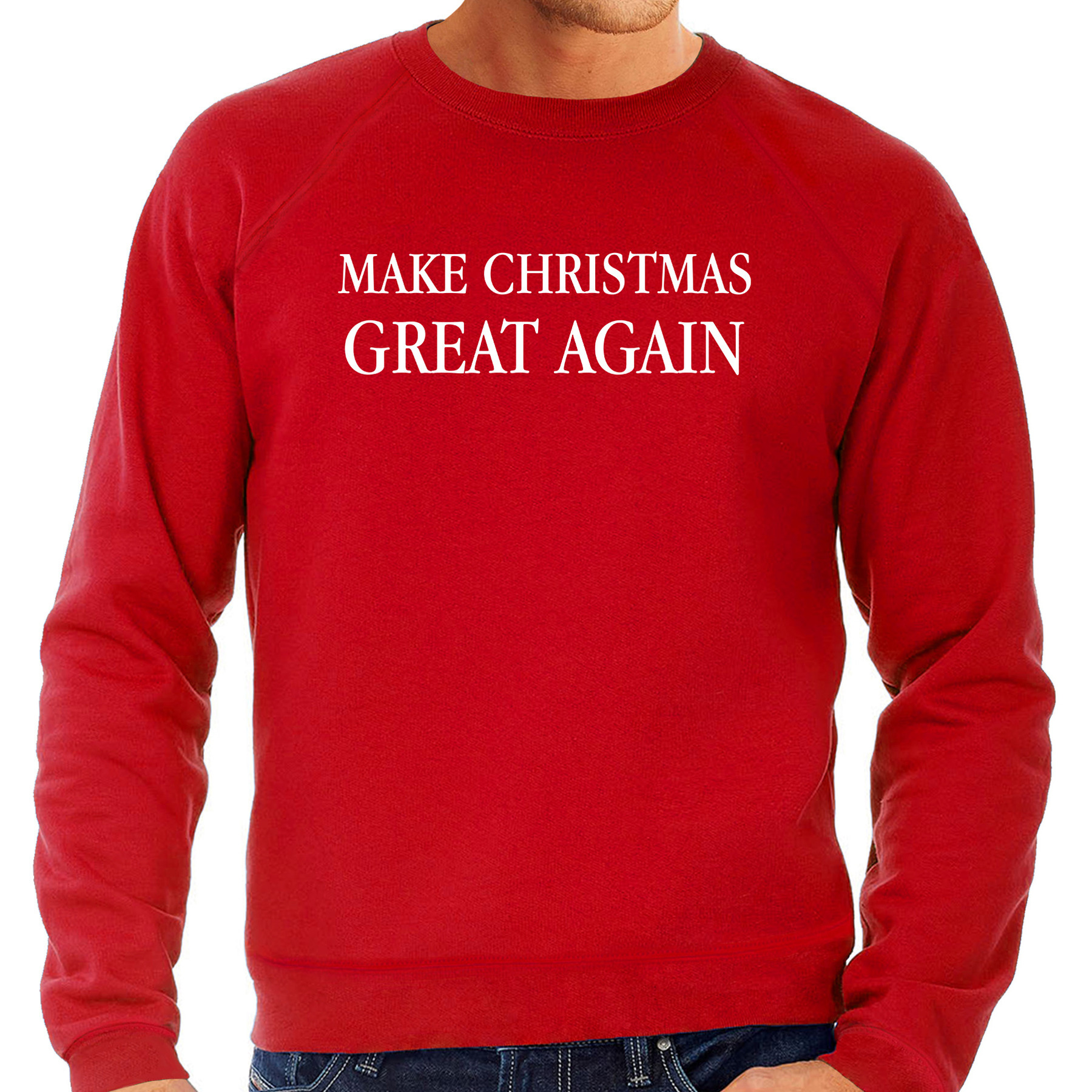 Rode Kersttrui- Kerstkleding Make Christmas great again voor heren