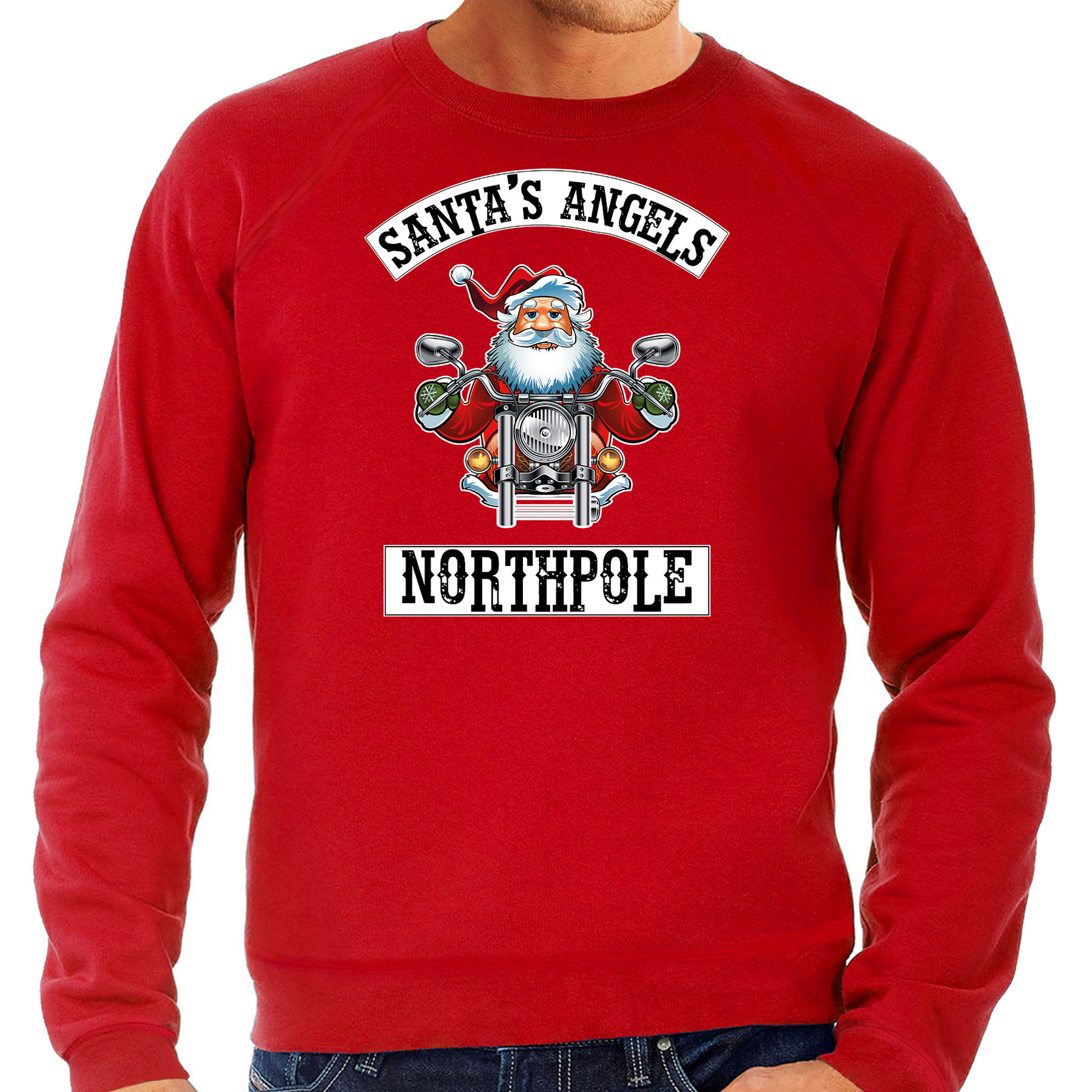 Rode Kersttrui-Kerstkleding Santas angels Northpole voor heren