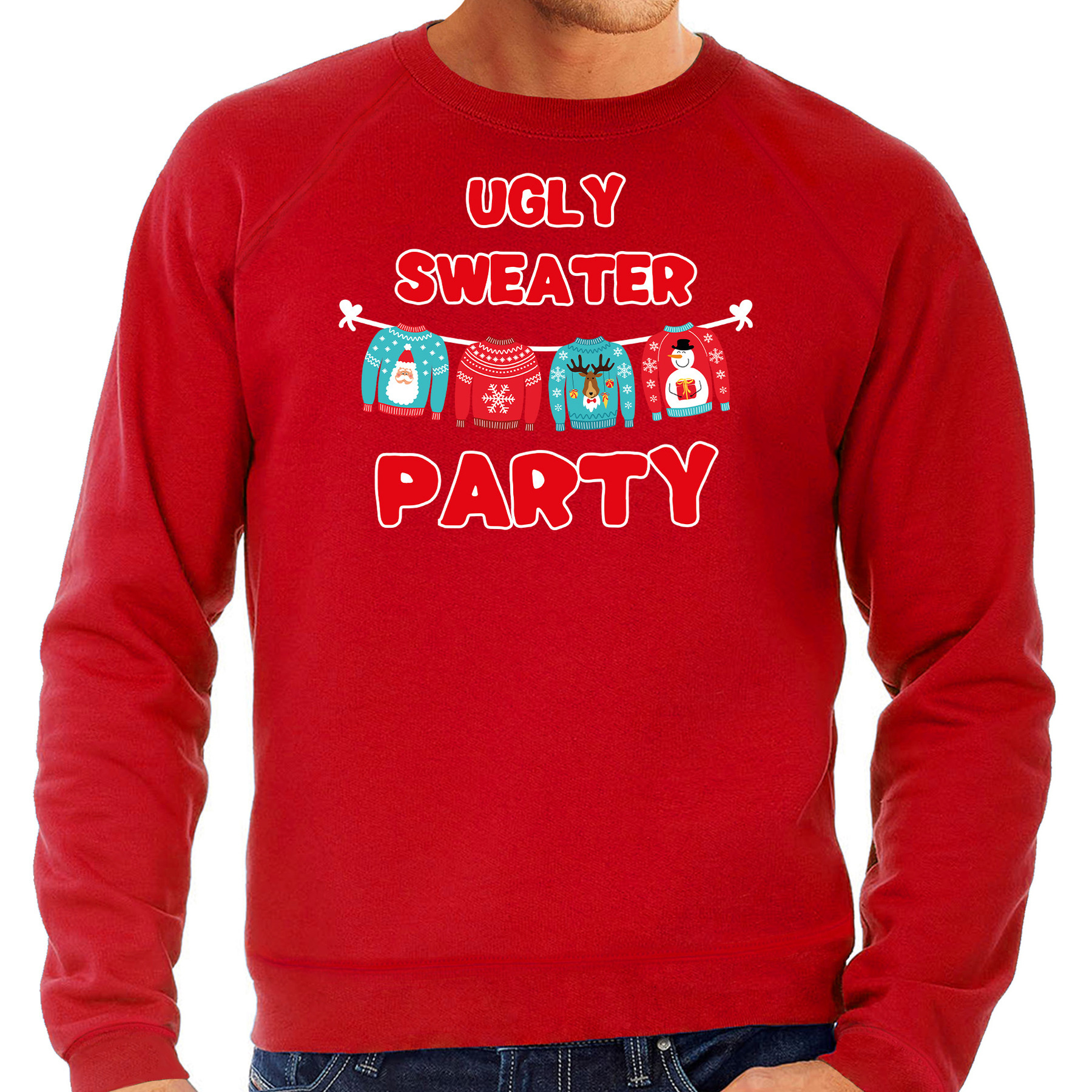 Rode Kersttrui-Kerstkleding Ugly sweater party voor heren