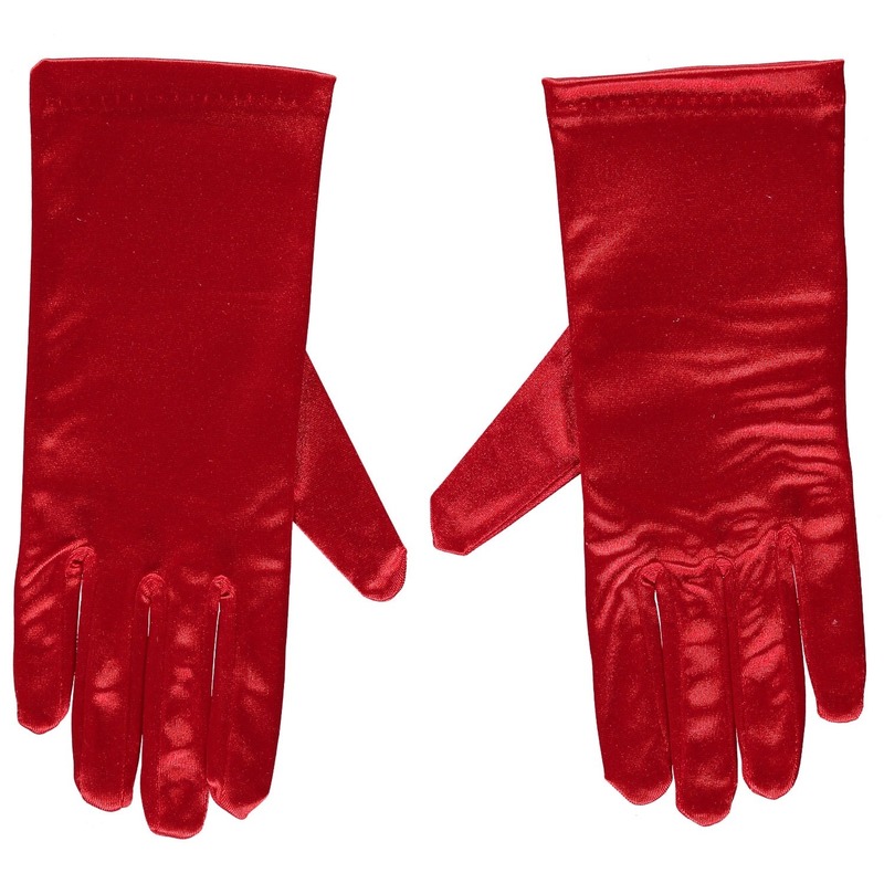 Rode satijnen verkleed handschoenen 20 cm