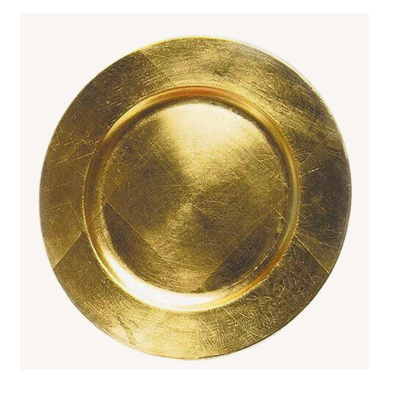 Rond kaarsenbord-kaarsenplateau goud van kunststof 33 cm
