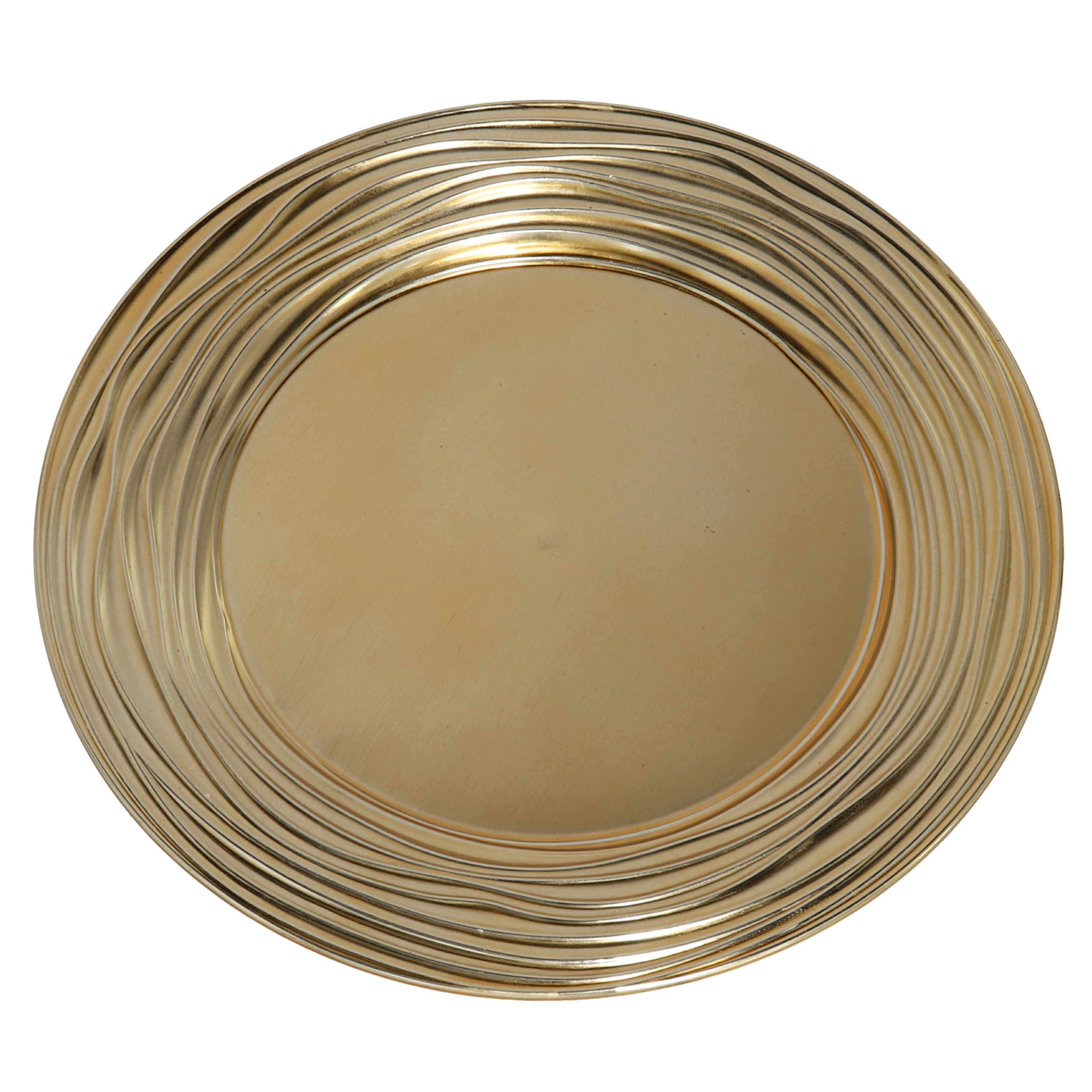 Ronde diner onderborden-kaarsenbord-plateau glimmend goud van 33 cm