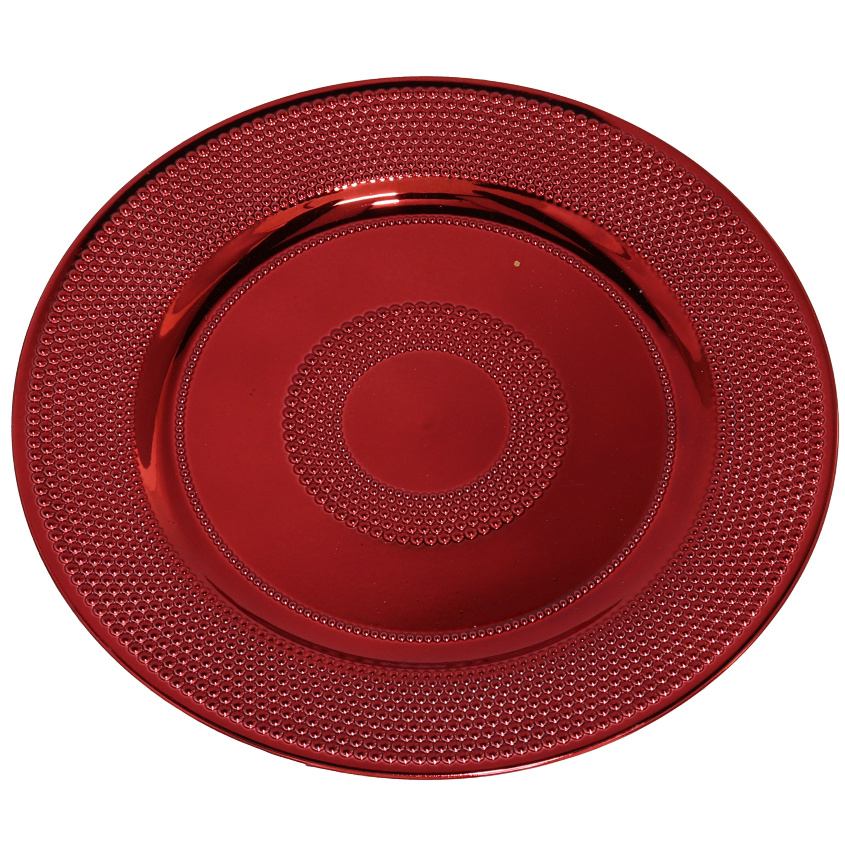 Ronde diner onderborden-kaarsenbord-plateau glimmend rood van 33 cm