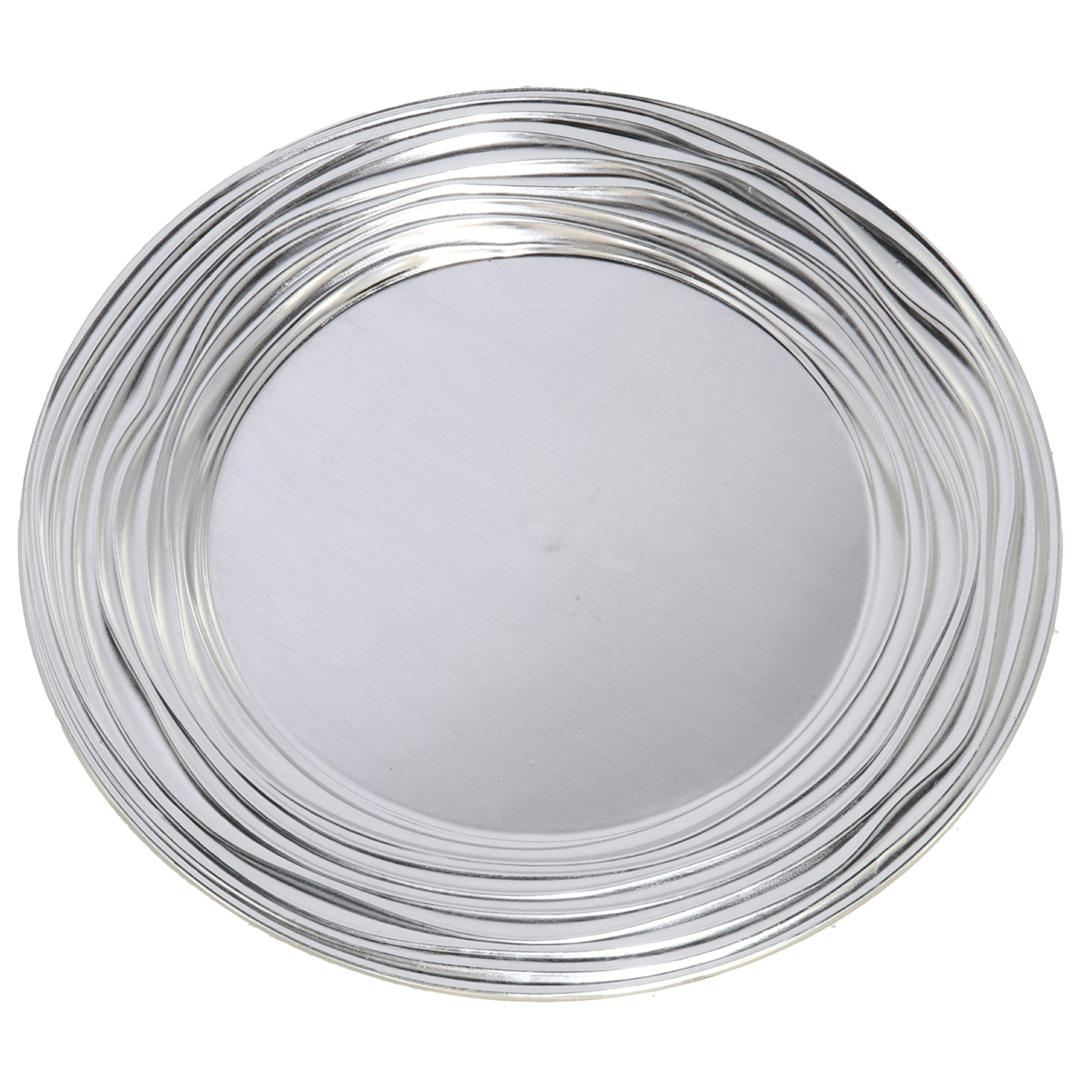 Ronde diner onderborden-kaarsenbord-plateau glimmend zilver van 33 cm