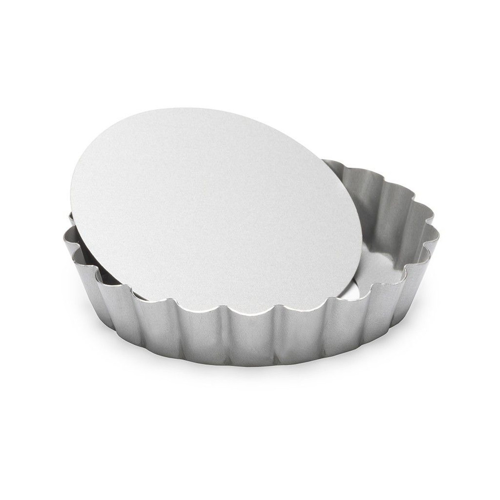 Ronde mini taart-quiche bakvorm zilver 10 cm