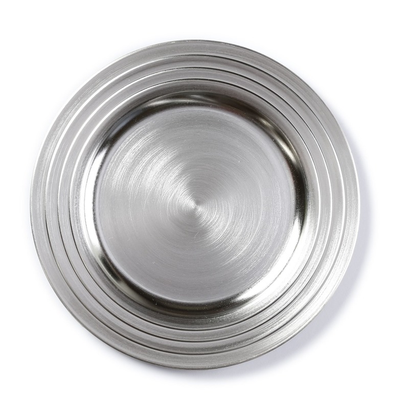 Ronde zilverkleurige onderzet bord-kaarsonderzetter 33 cm