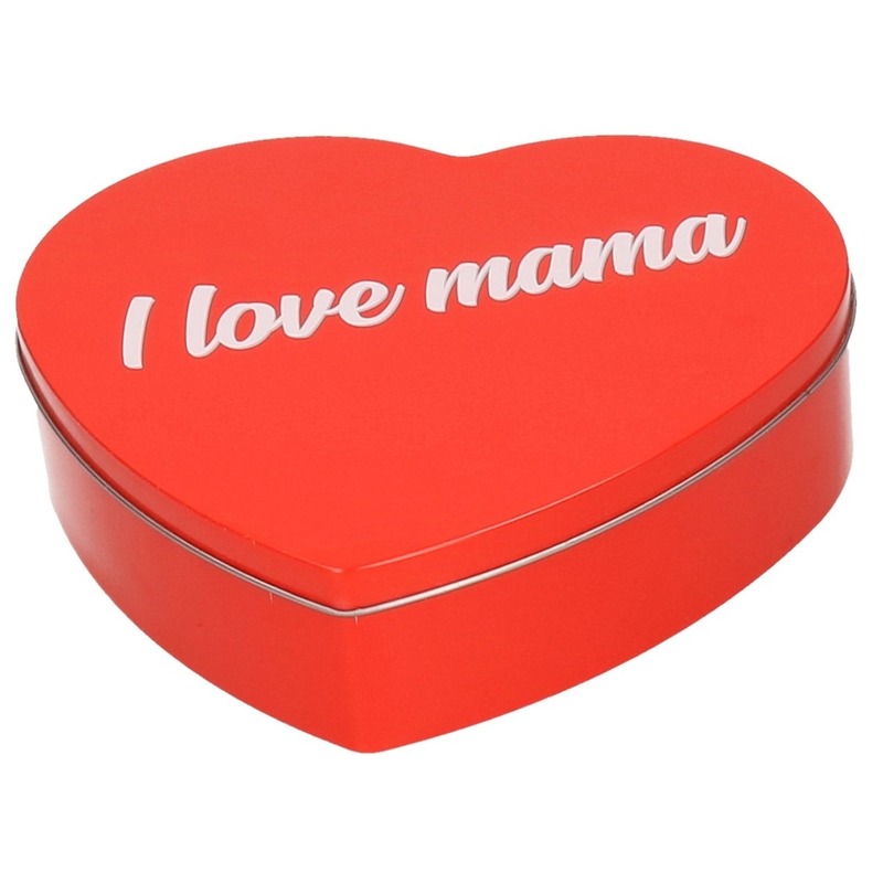 Rood I Love Mama hart bewaarblik-opbergblik 18 cm