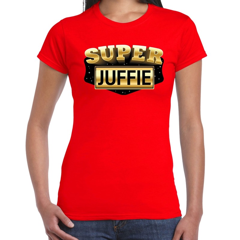 Rood kado shirt met Superjuffie bedrukking voor dames