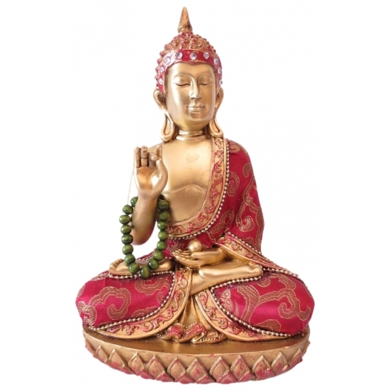 Rood Thais Boeddha beeldje met ketting 22 cm