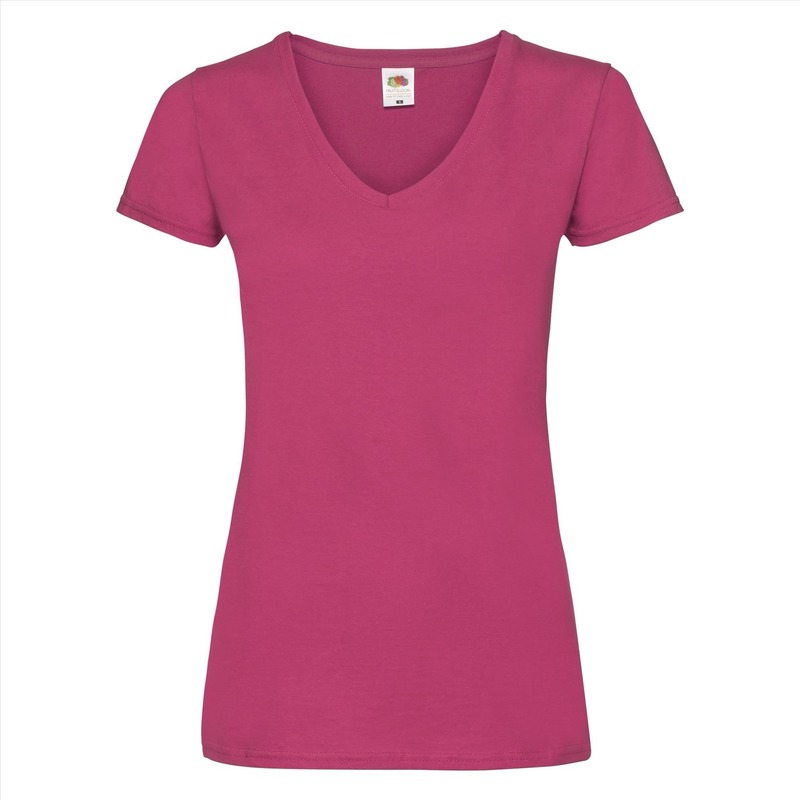 Roze katoenen dames t-shirts met V-hals kopen
