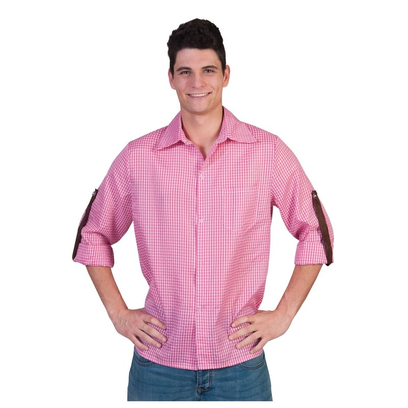 Roze met wit geruite blouse voor heren