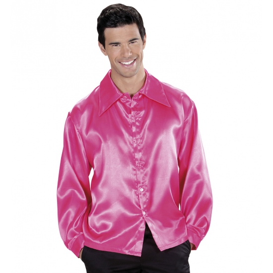Roze satijnen disco blouse