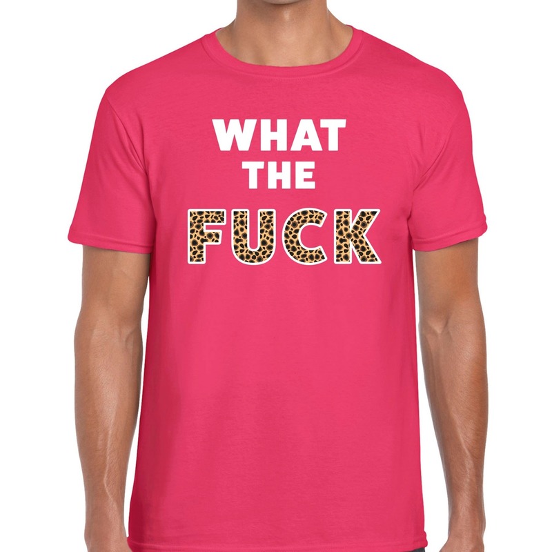 Roze What the Fuck tijger print fun t-shirt voor heren