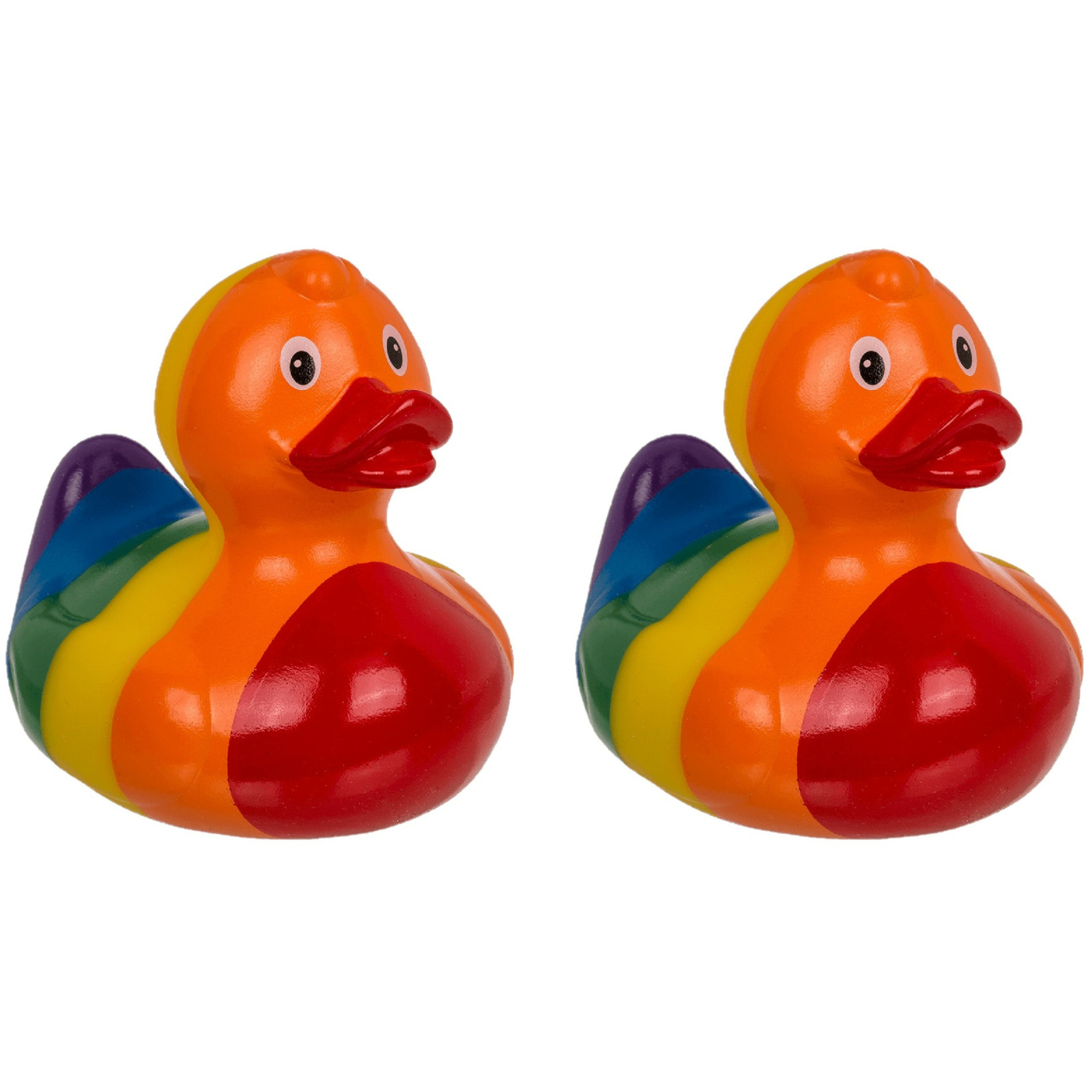 Rubber badeendje 2x Gay Pride-regenboog thema kleuren badkamer artikelen