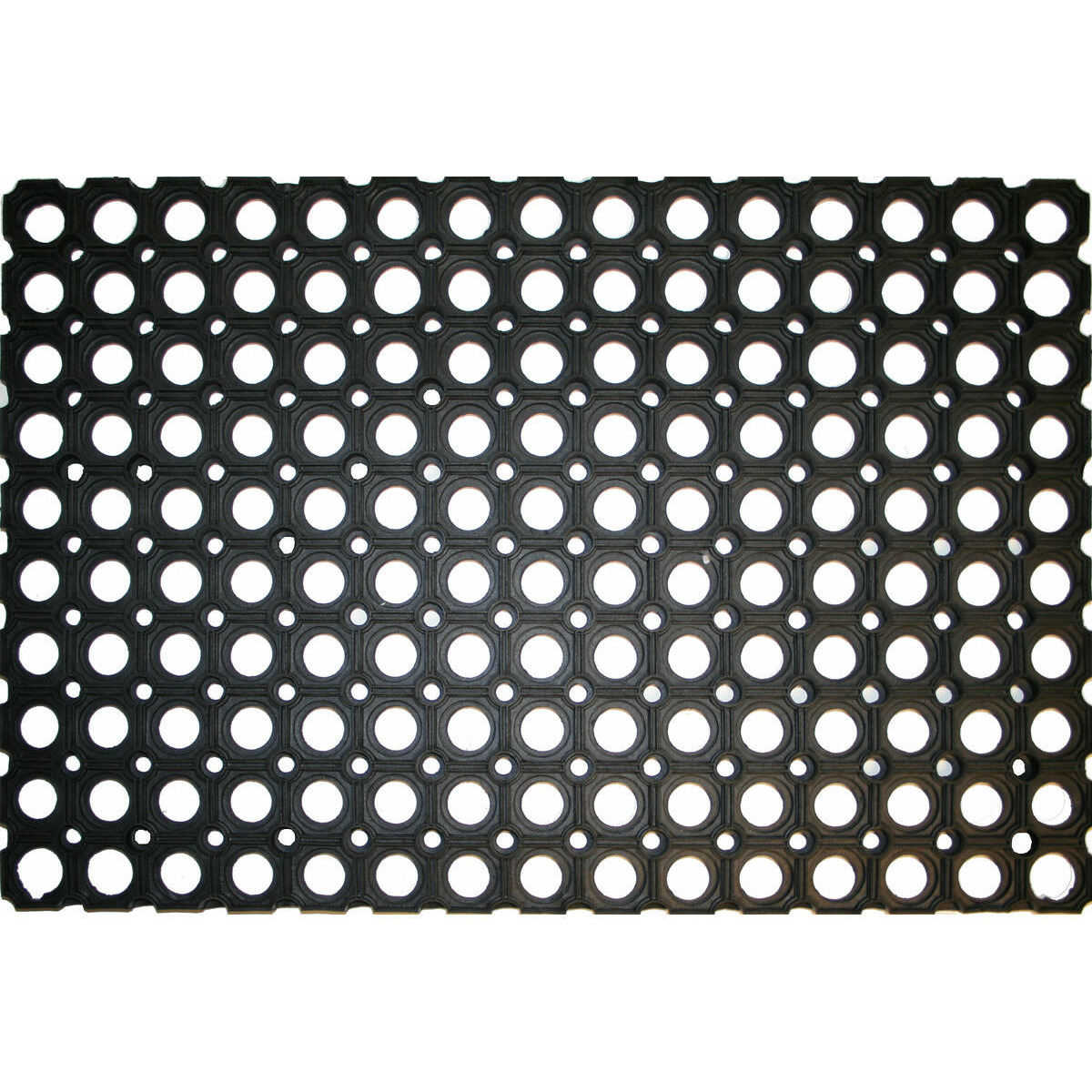 Rubberen deurmat voor buiten zwart 60 x 40 cm met gaten
