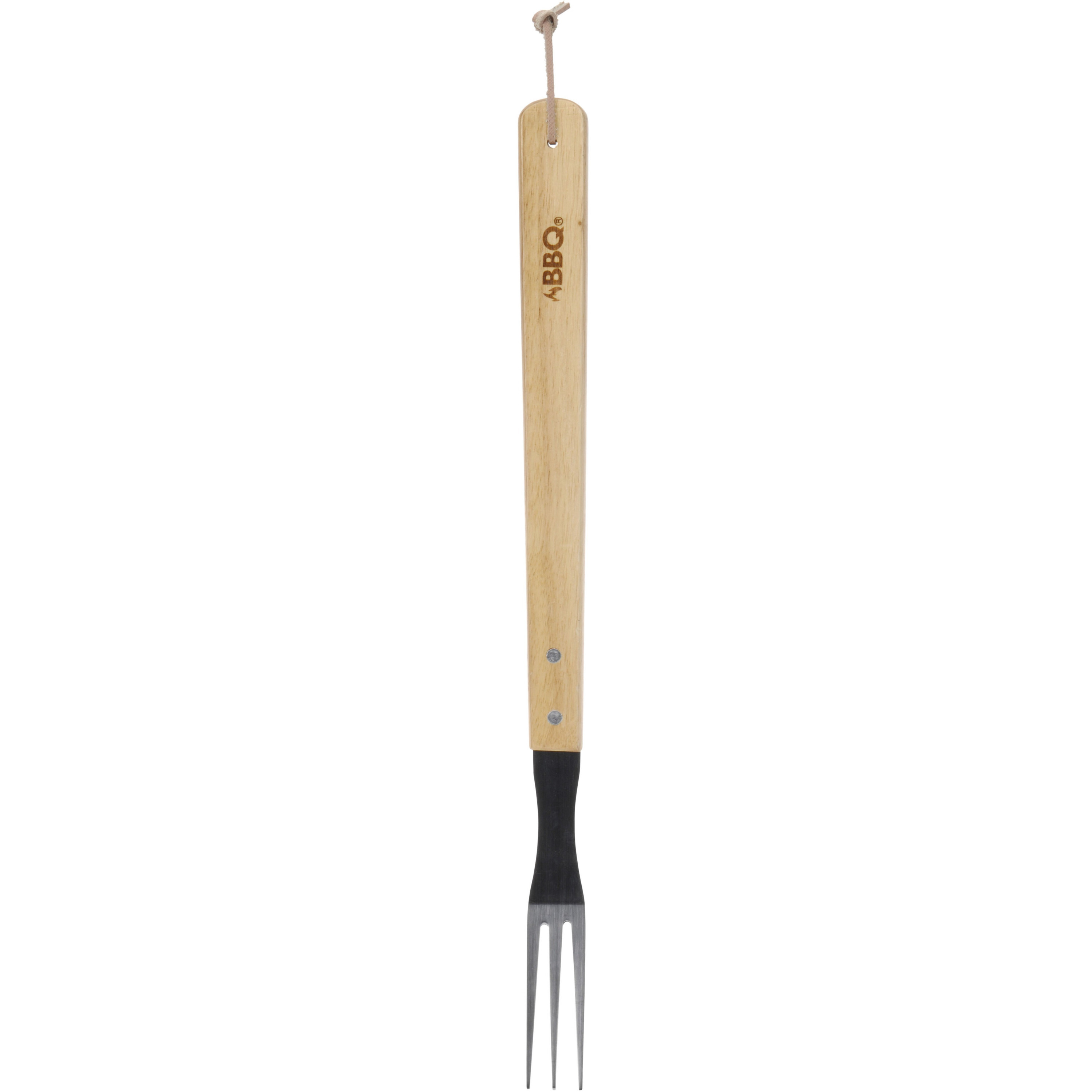 RVS BBQ-barbecue vork met houten handvat 46 cm