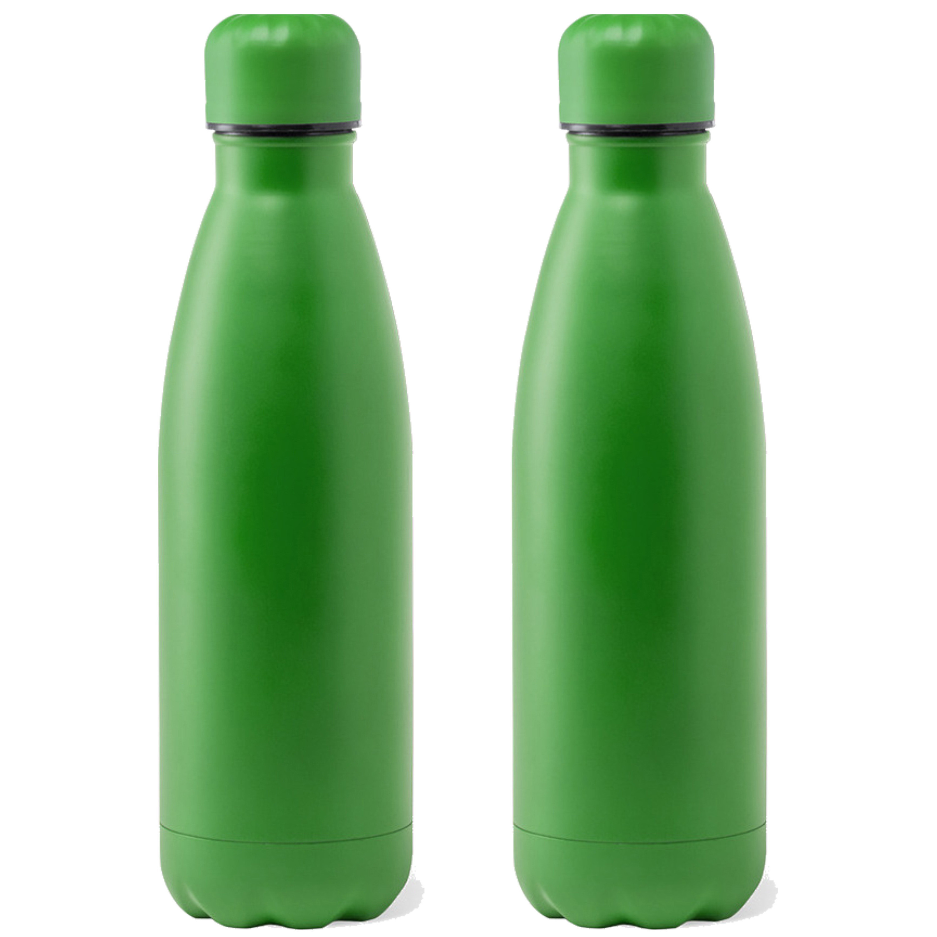 RVS waterfles-drinkfles 2x kleur groen met schroefdop 790 ml