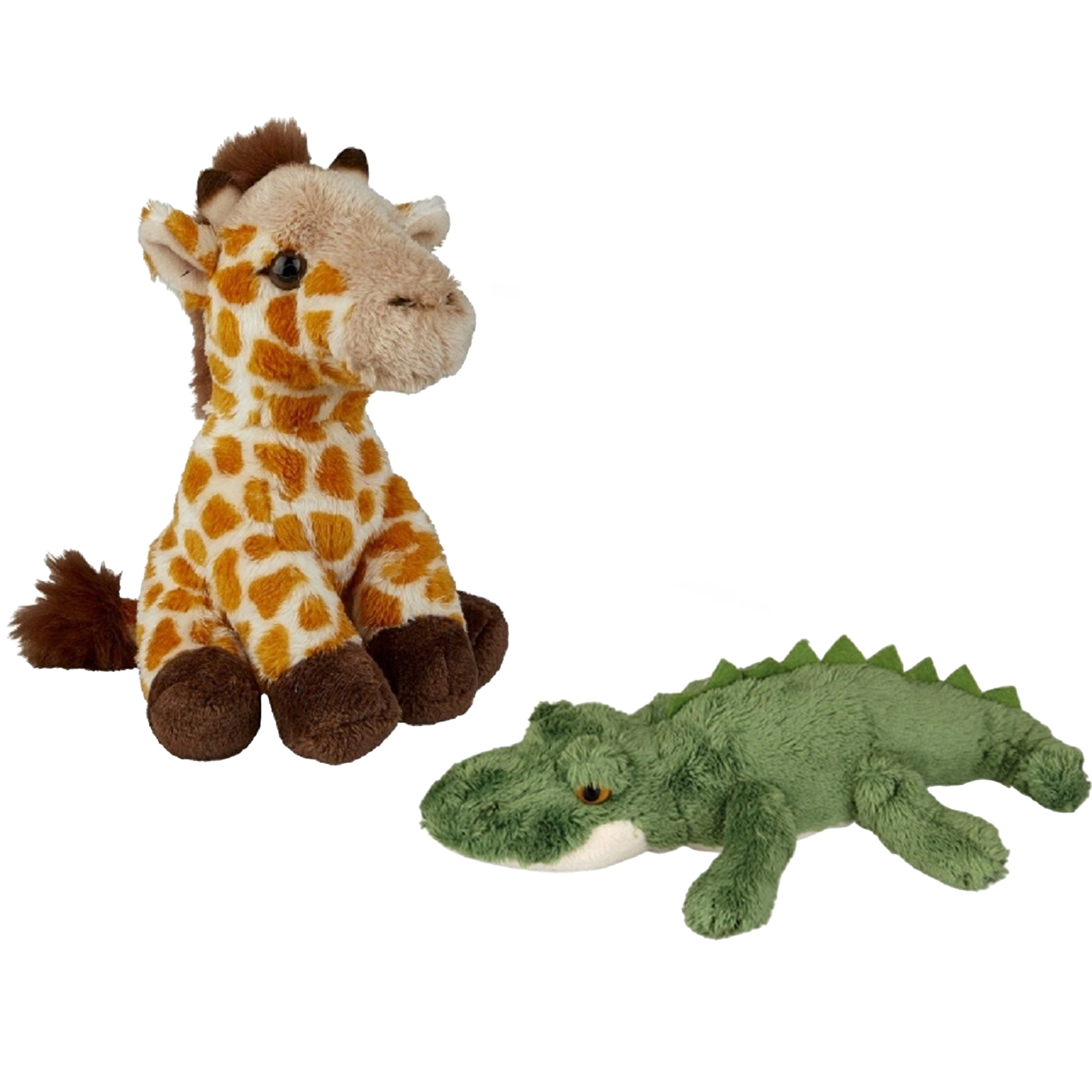 Safari dieren serie pluche knuffels 2x stuks Krokodil en Giraffe van 15 cm